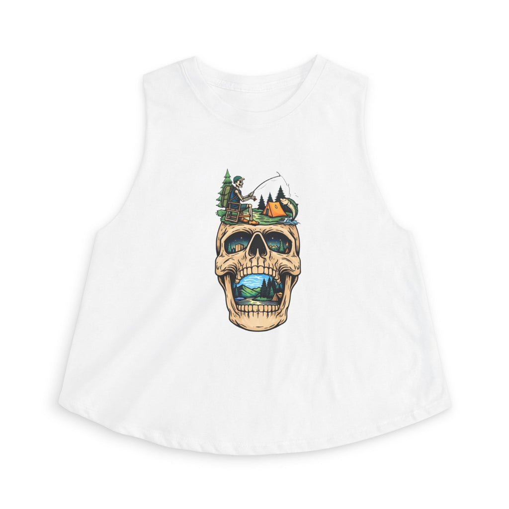 Skull Camping Fishing Crop Top | Adventure Outdoors Graphic Tank