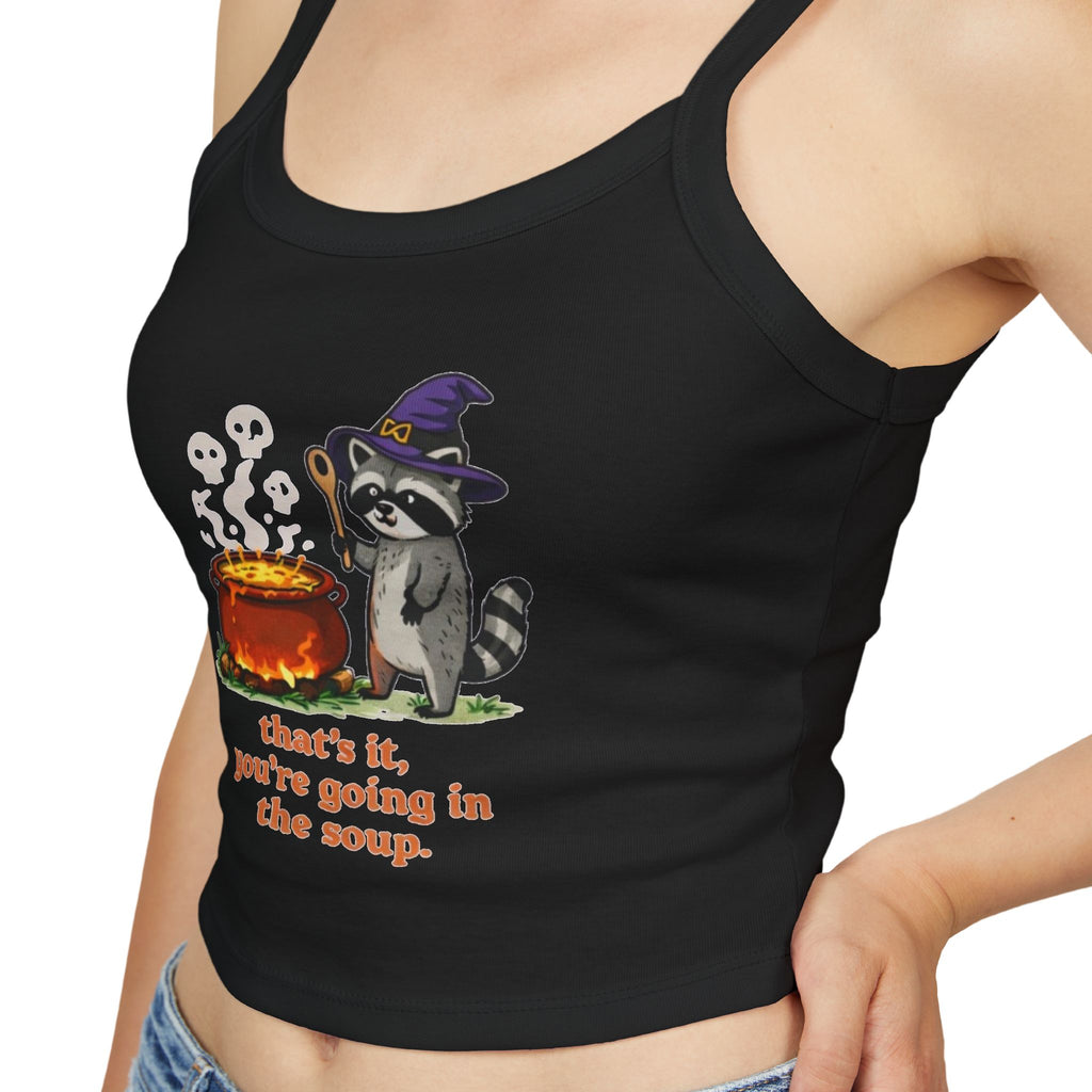 Witch Raccoon Tank Top | "Thats It, Youre Going in the Soup" Cute Halloween Crop