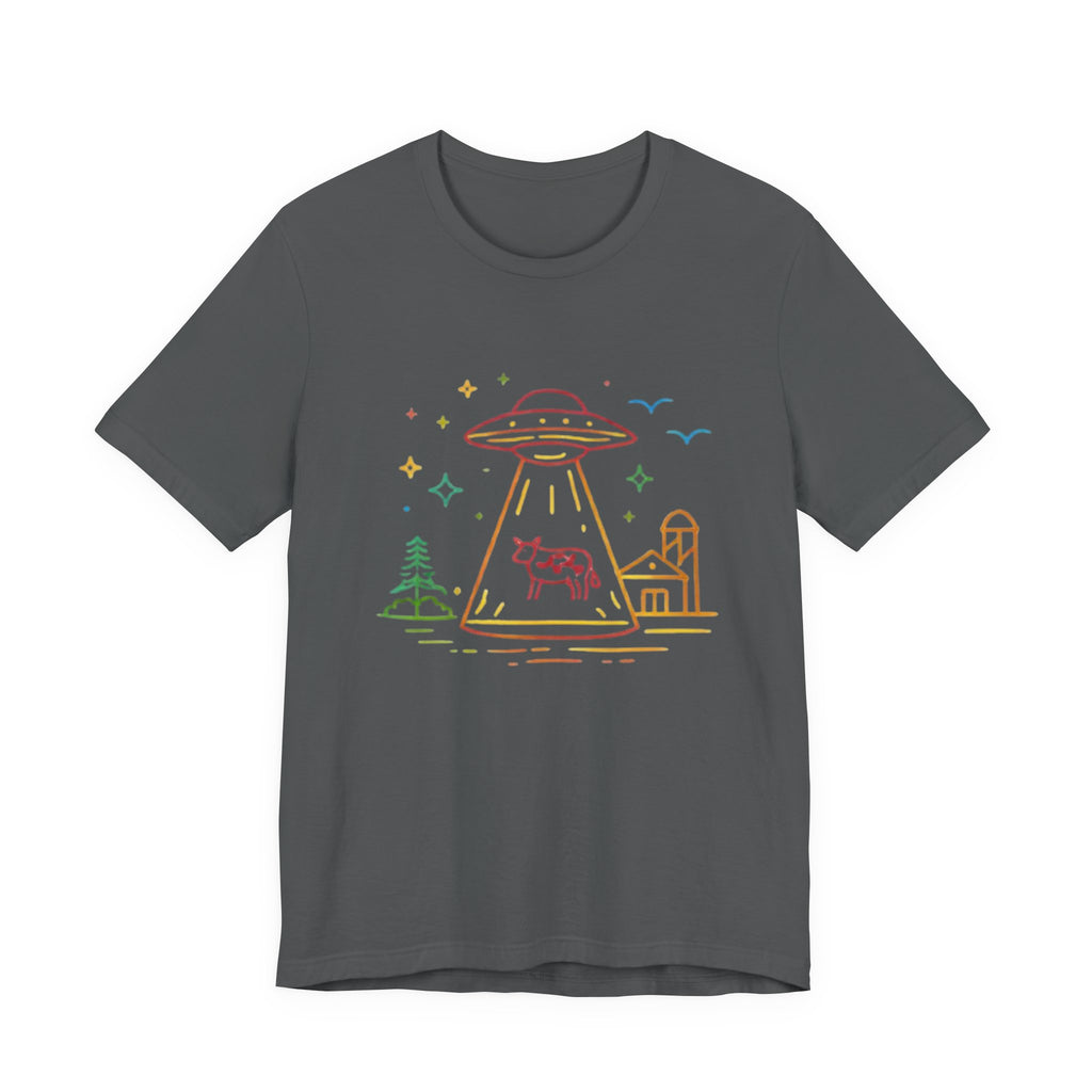 Alien Cow Abduction T-Shirt | Cute Pastel UFO Farm Graphic Tee