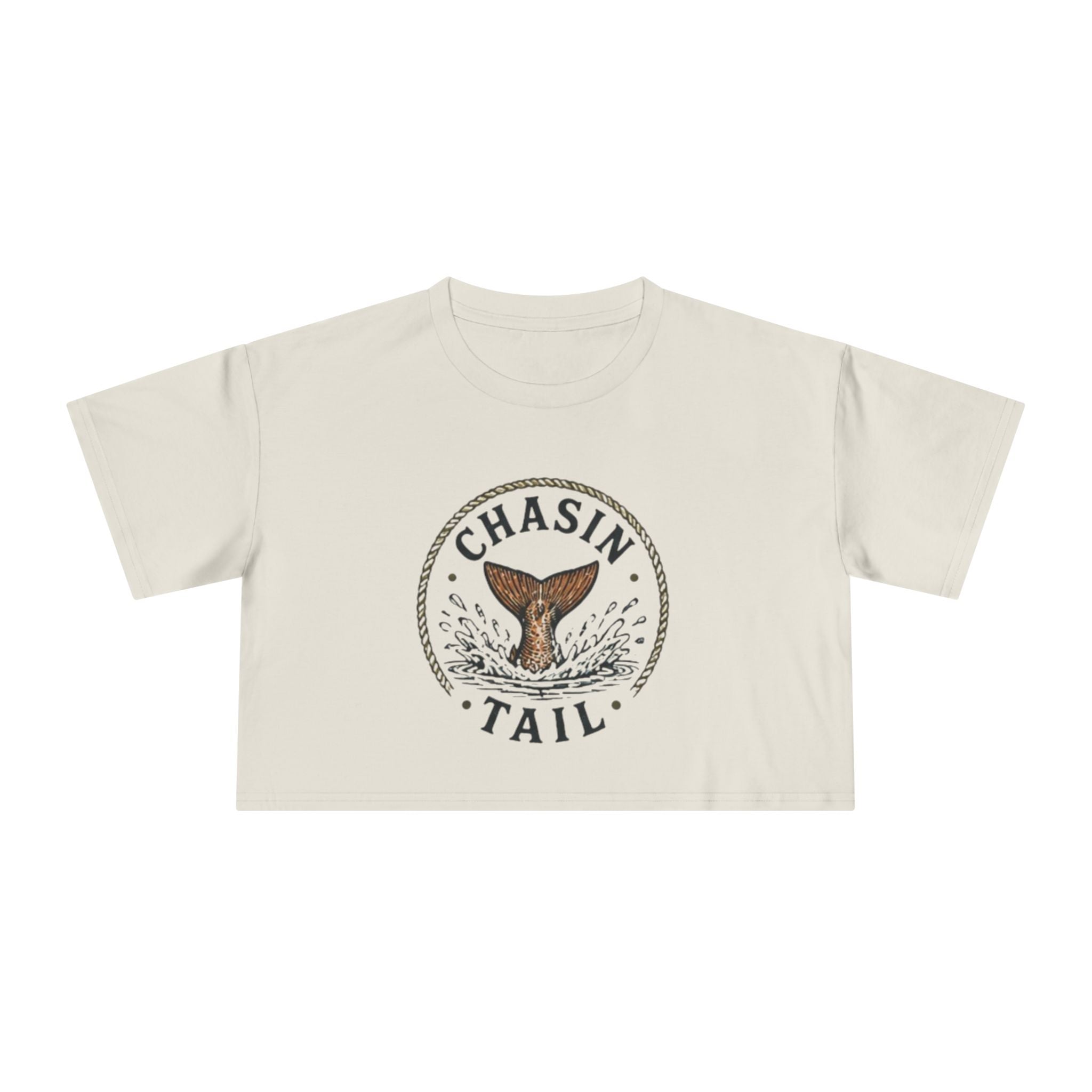 Crop Tee | "Chasin Tail" Fish Tail Graphic Top for Fishing Lovers