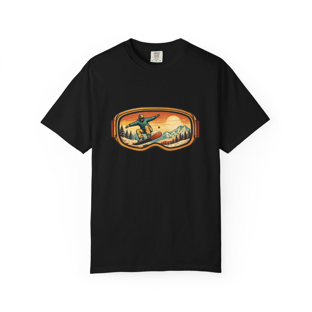Snowboard Goggles Graphic T-Shirt | Retro Mountain Snowboarding Tee