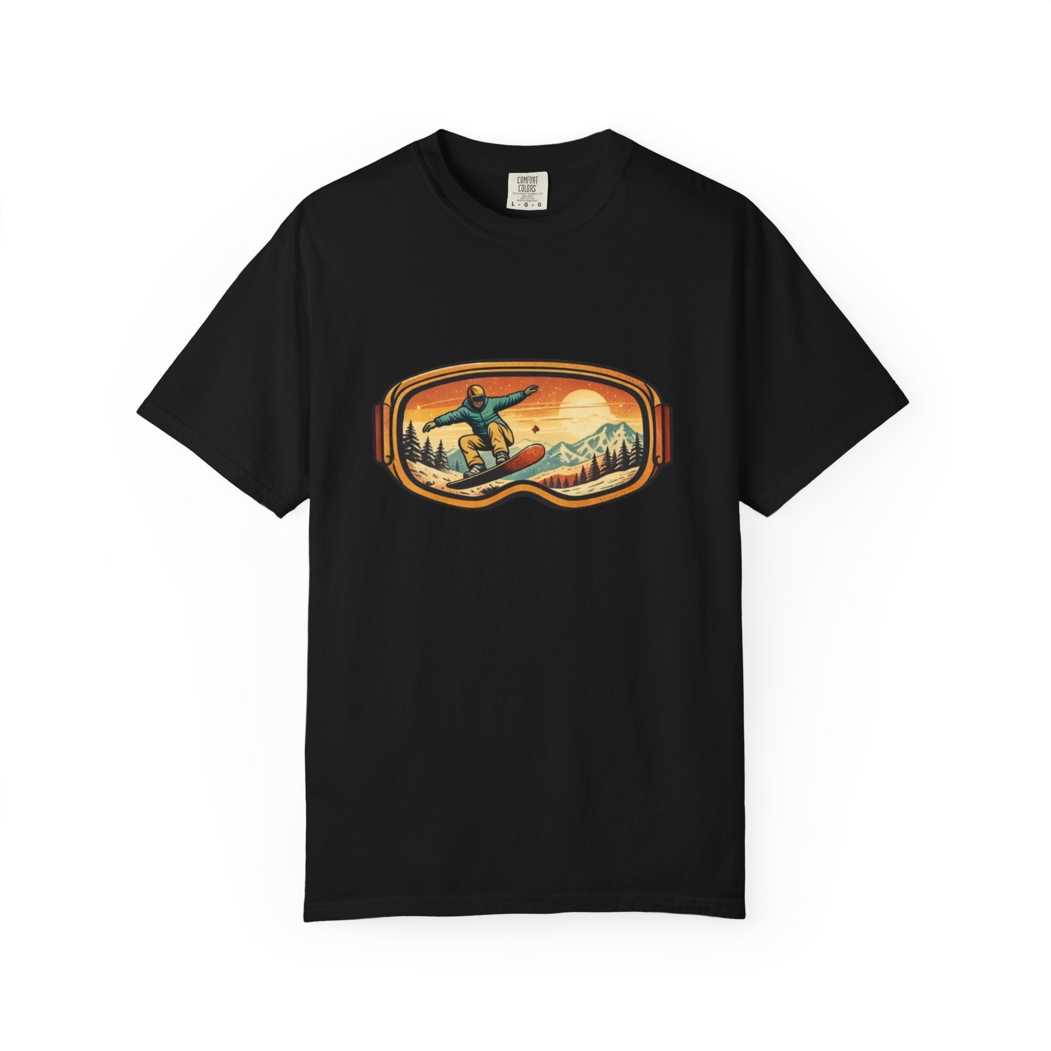 Snowboard Goggles Graphic T-Shirt | Retro Mountain Snowboarding Tee