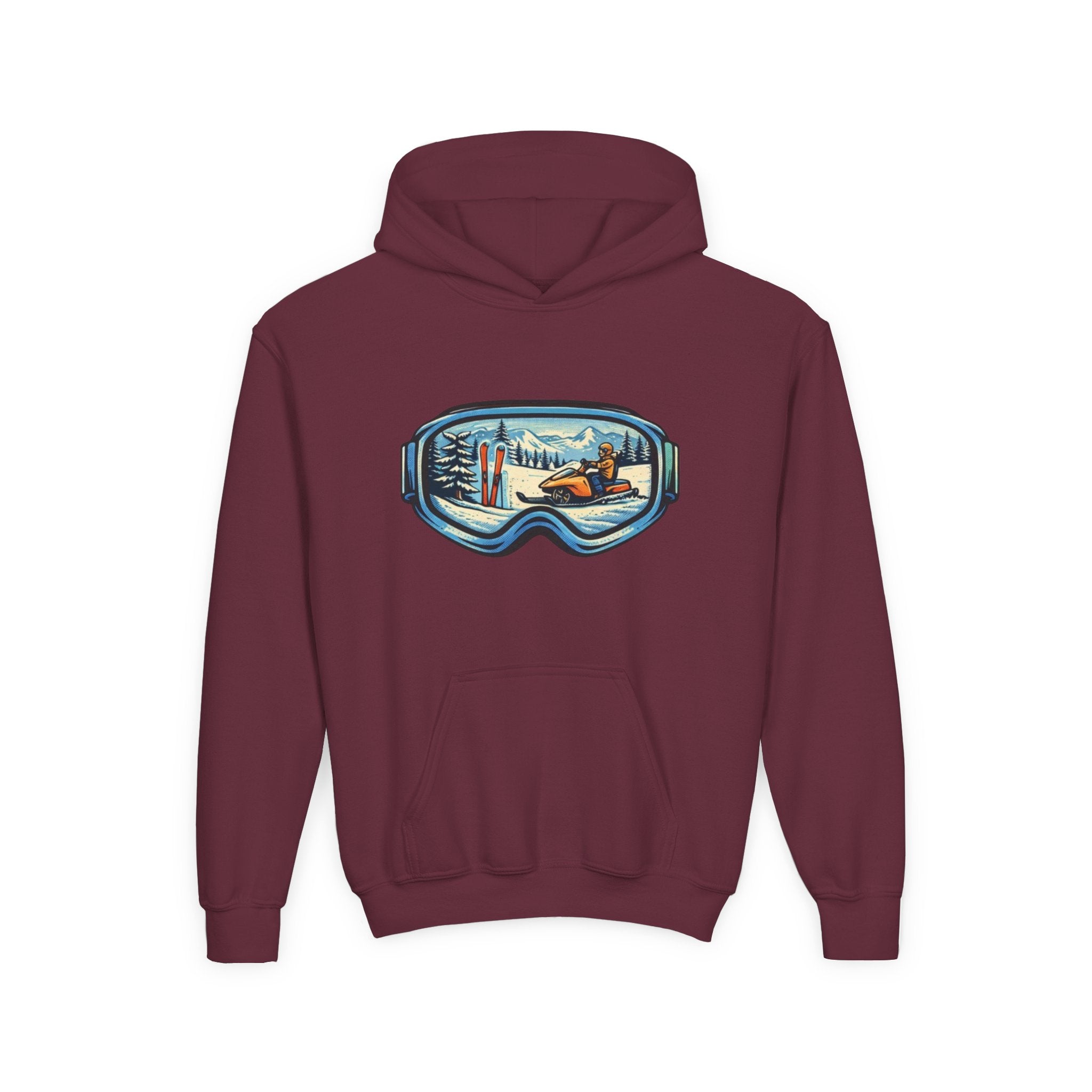 Youth Ski Goggles Hoodie | Winter Snowboard Scene Pullover