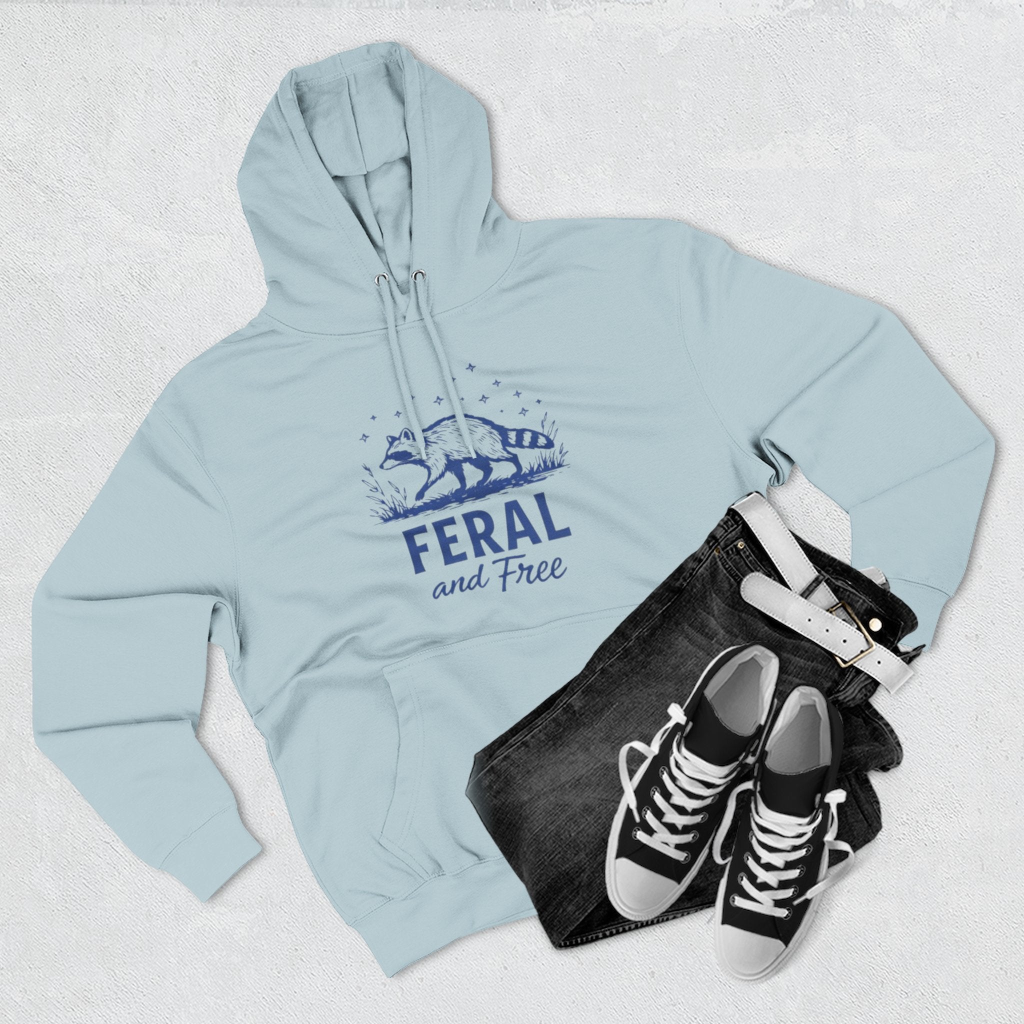 Hoodie | Feral and Free Raccoon Graphic Hoodie | Nature Lover Casual Pullover