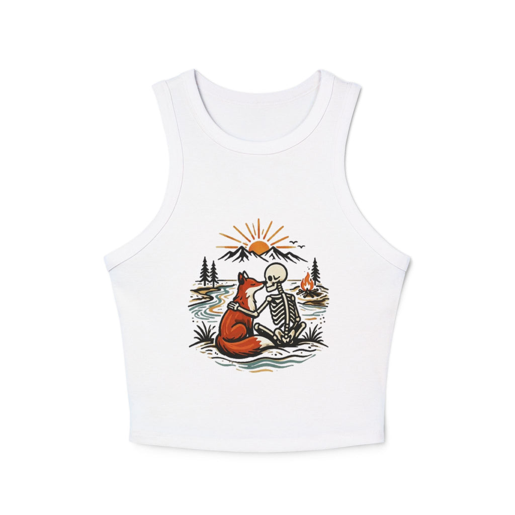Racer Tank Top | Fox & Skeleton Sunset Graphic