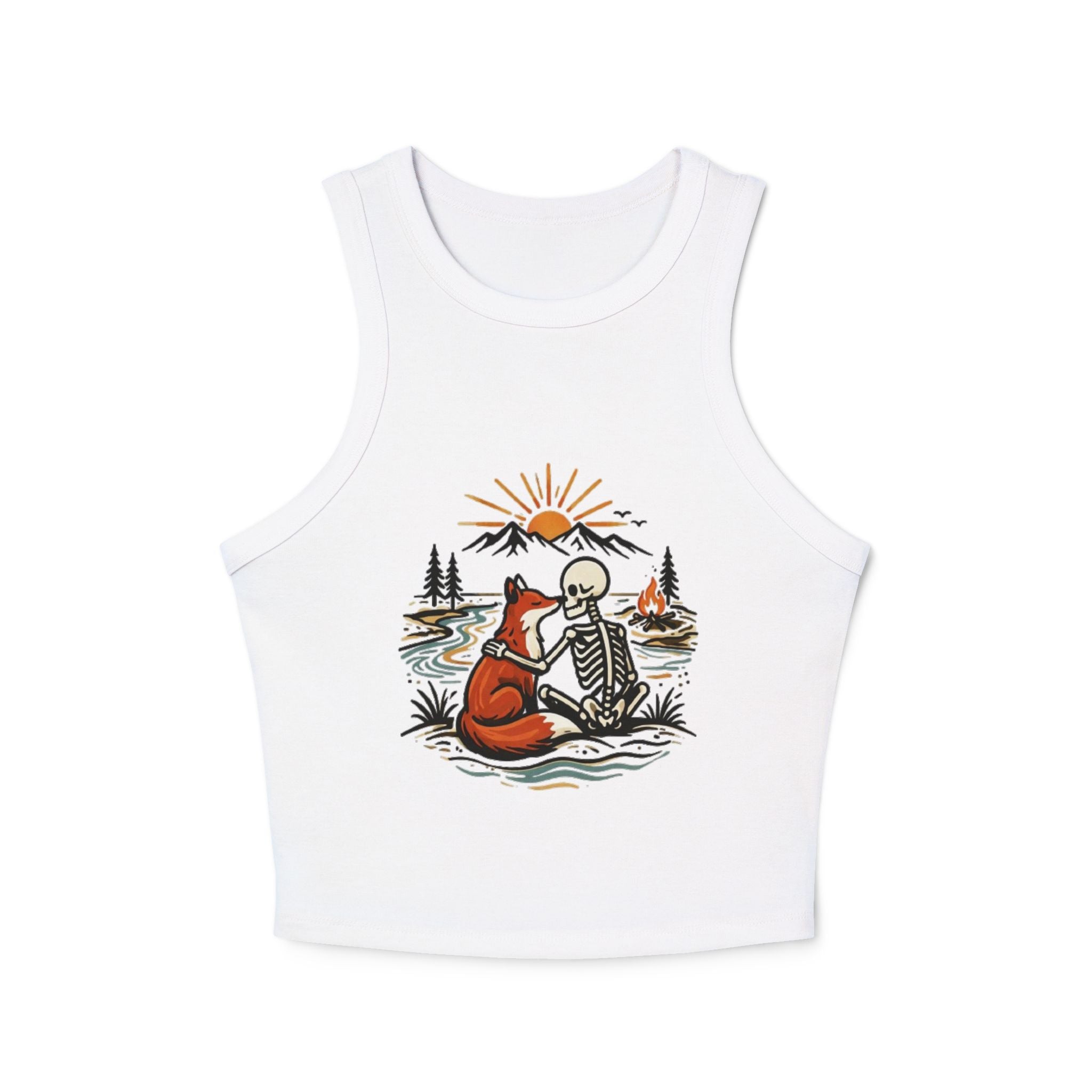 Racer Tank Top | Fox & Skeleton Sunset Graphic