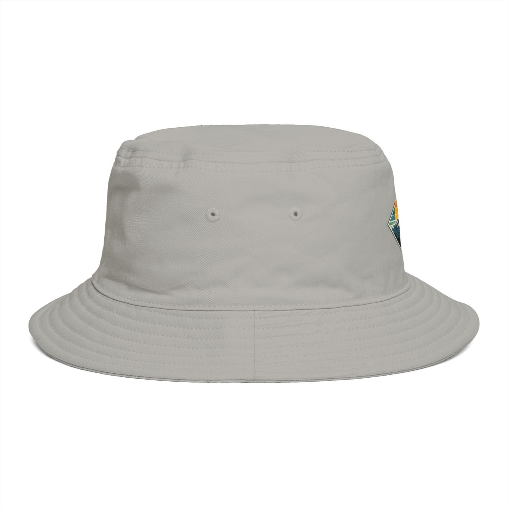 Mountain Sunset Bucket Hat | Retro Outdoor Hiking Patch