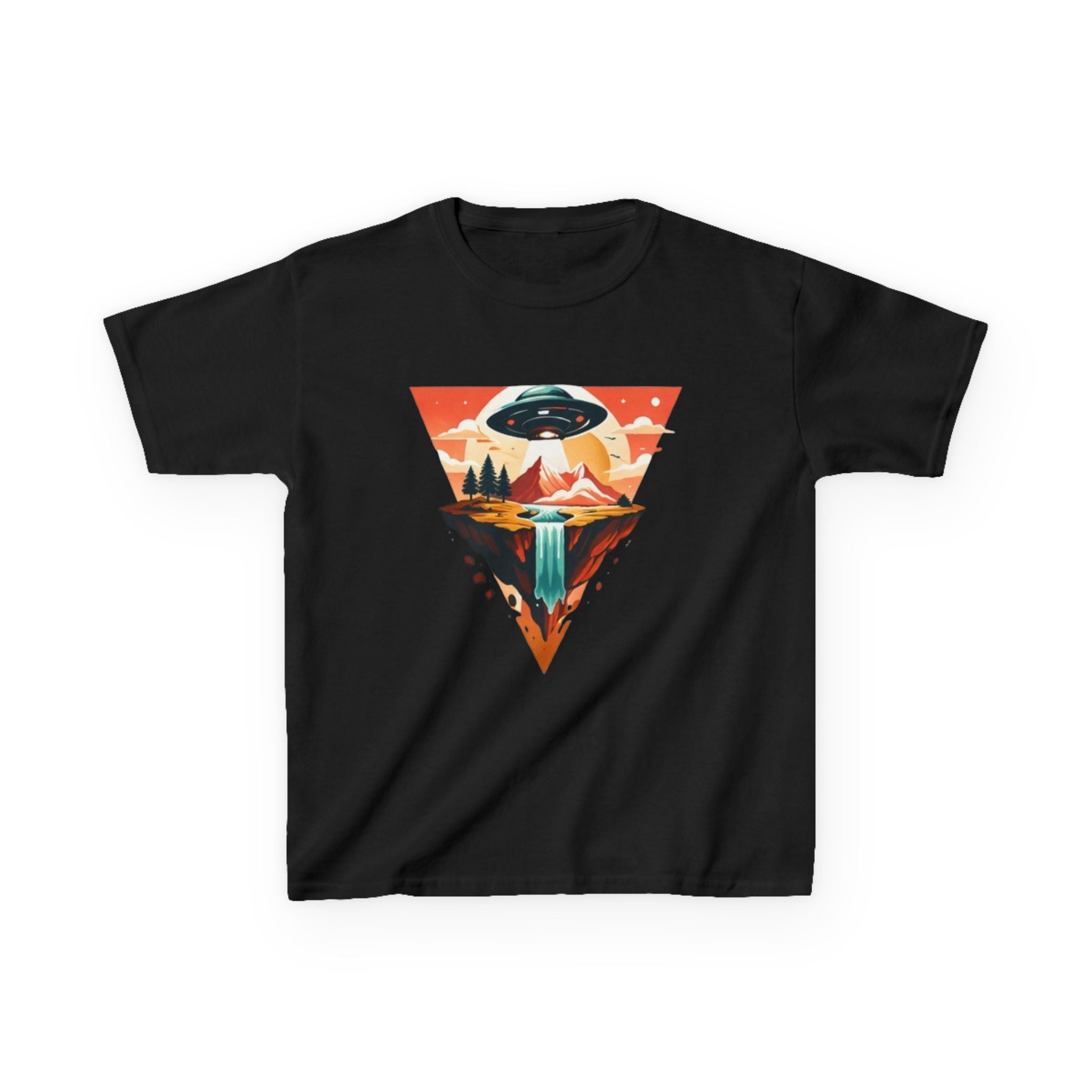 Kids Tee | UFO Mountain Waterfall Adventure Graphic