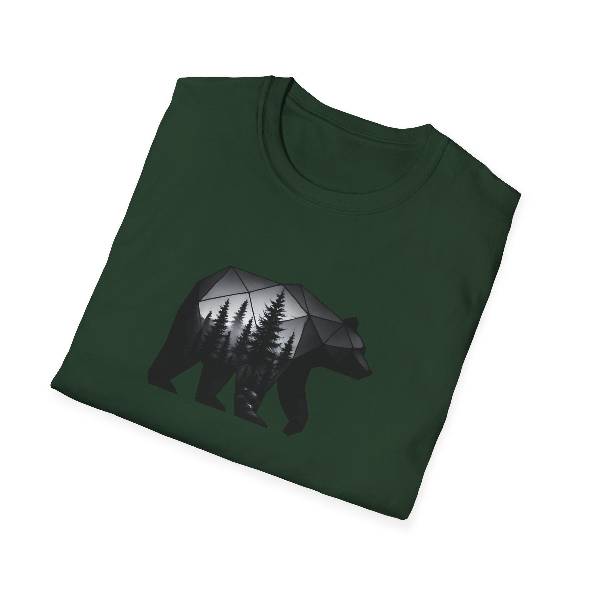 Geometric Bear Forest T-Shirt | Modern Nature Graphic Tee