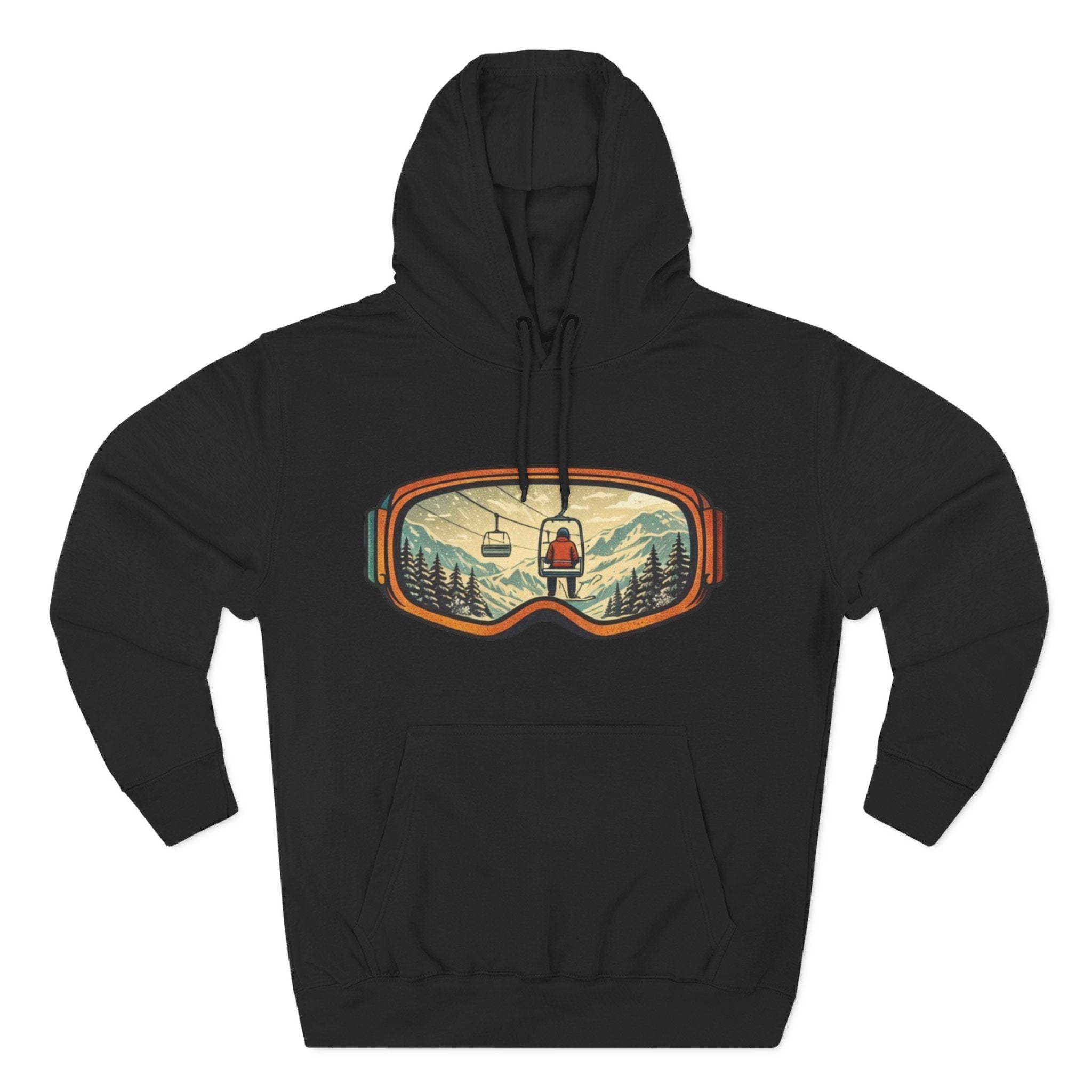 Ski Goggles Graphic Hoodie | Mountain Lift Scene Pullover