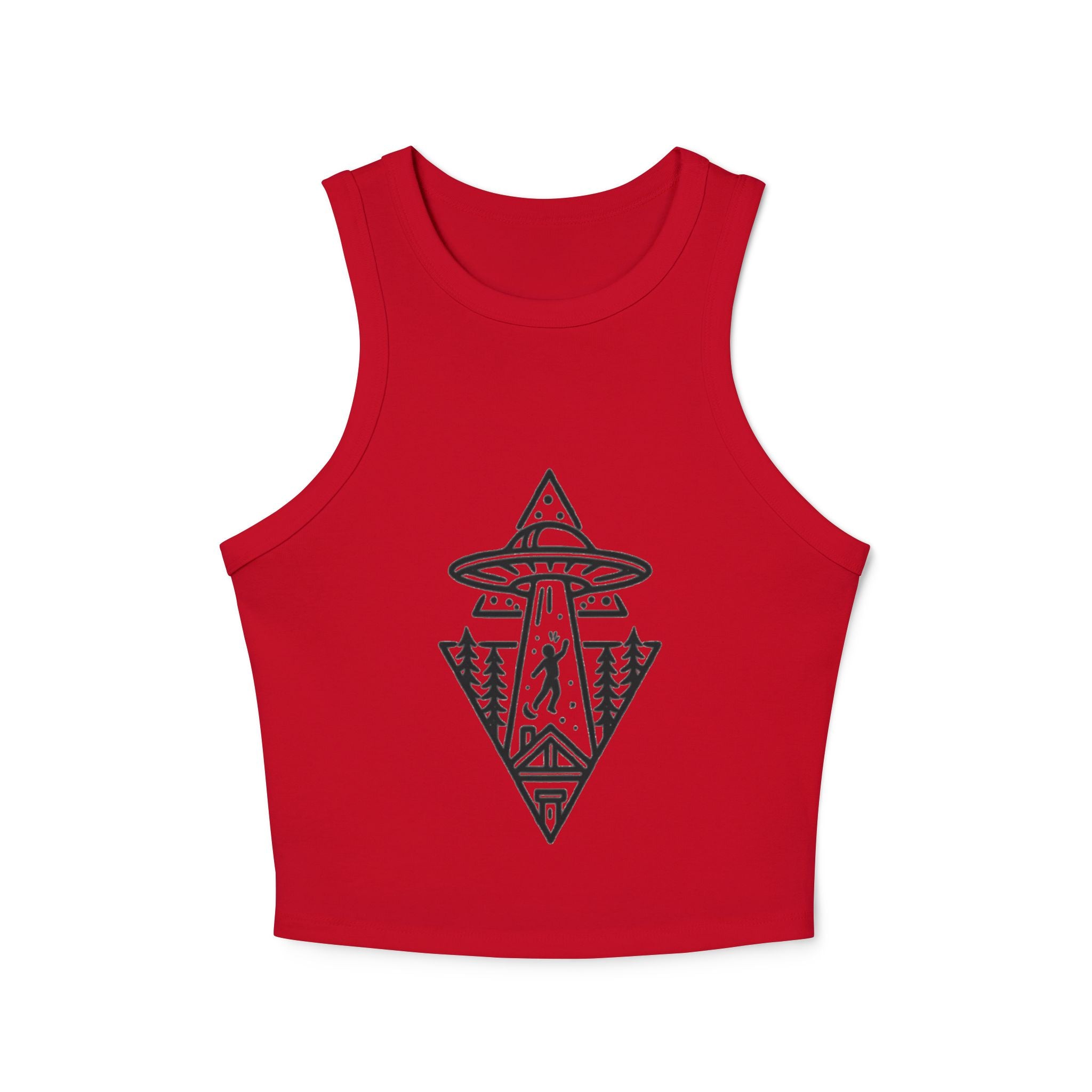 UFO Cow Abduction Racer Tank | Womens Crop Tank Top