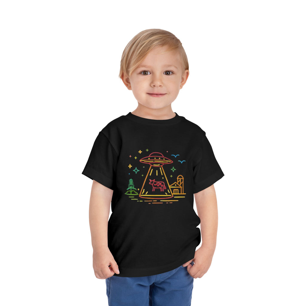 Toddler Tee | Cute Pastel UFO Cow Abduction Graphic