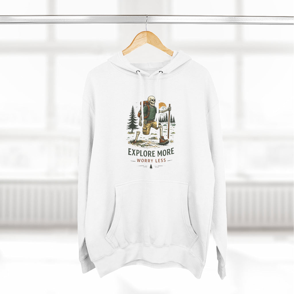 Explore More Hoodie | Outdoor Adventure Graphic Pullover Explore More, Worry Less