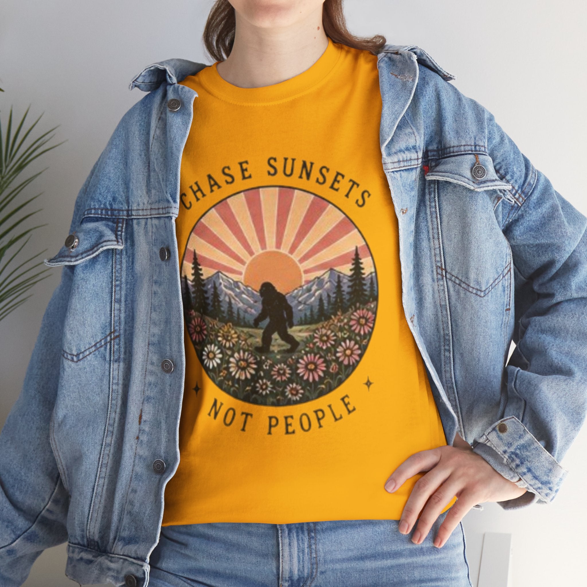 Chase Sunsets Not People Bigfoot Tee