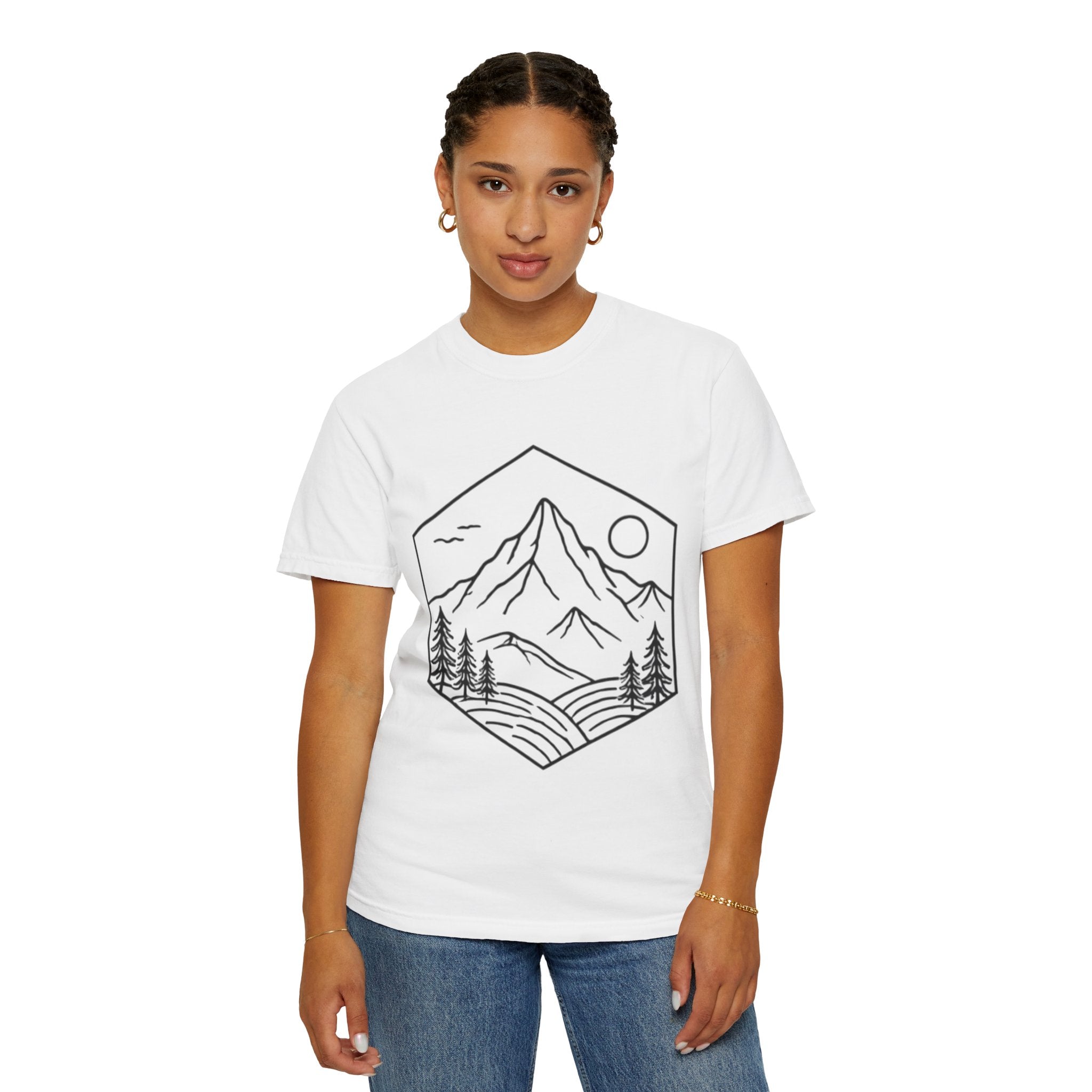 Mountain Landscape T-Shirt | Minimal Line Art Outdoors Tee