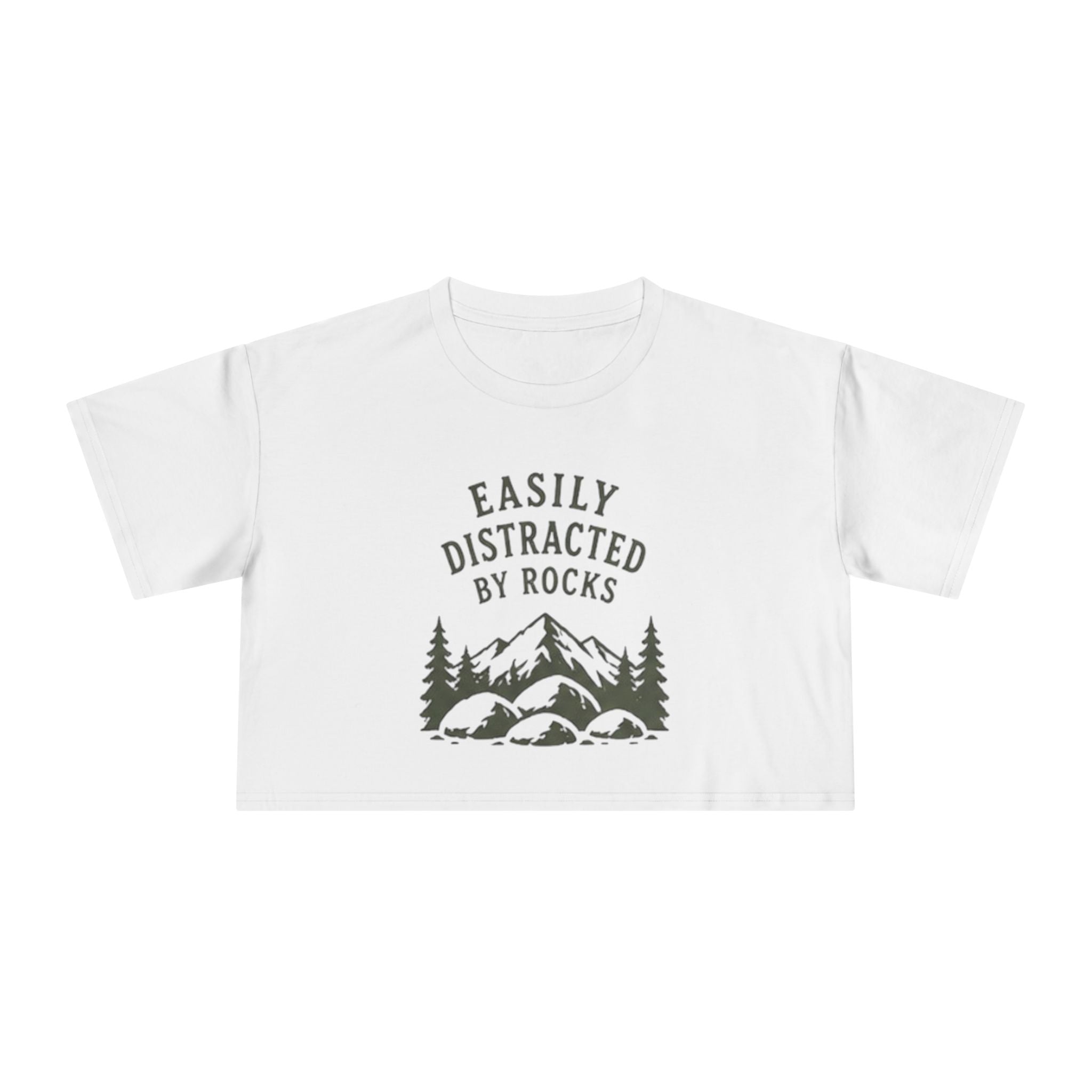 Crop Tee | "Easily Distracted by Rocks" Nature Crop Top for Rock Lovers