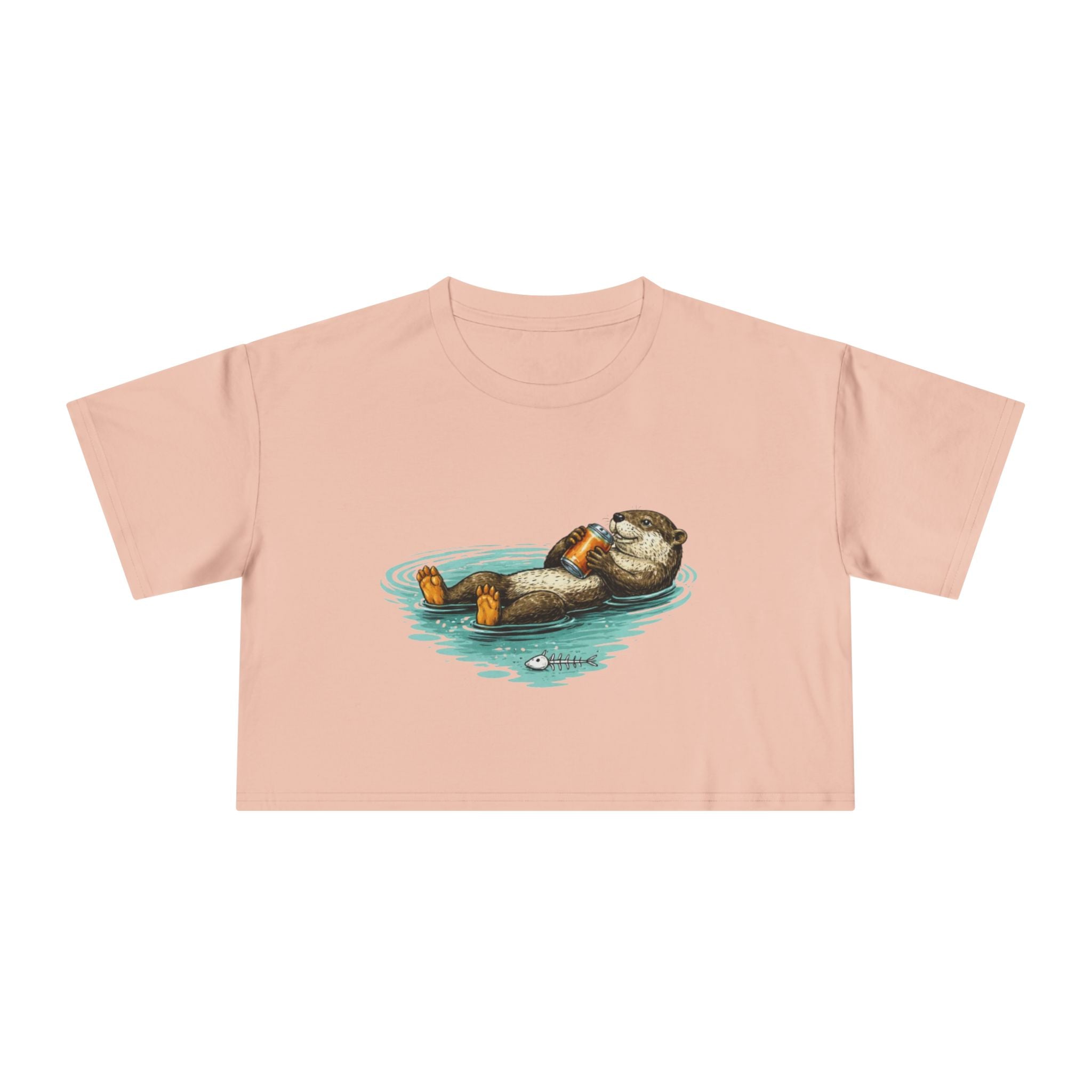 Otter Float Crop Tee | Cute Relaxing Sea Otter Graphic Womens Crop Top