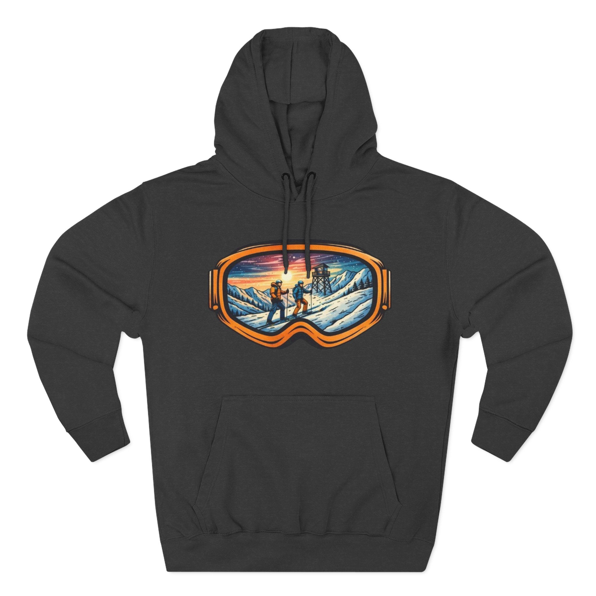 Ski Goggles Graphic Hoodie | Sunset Mountain Ski Fleece Pullover