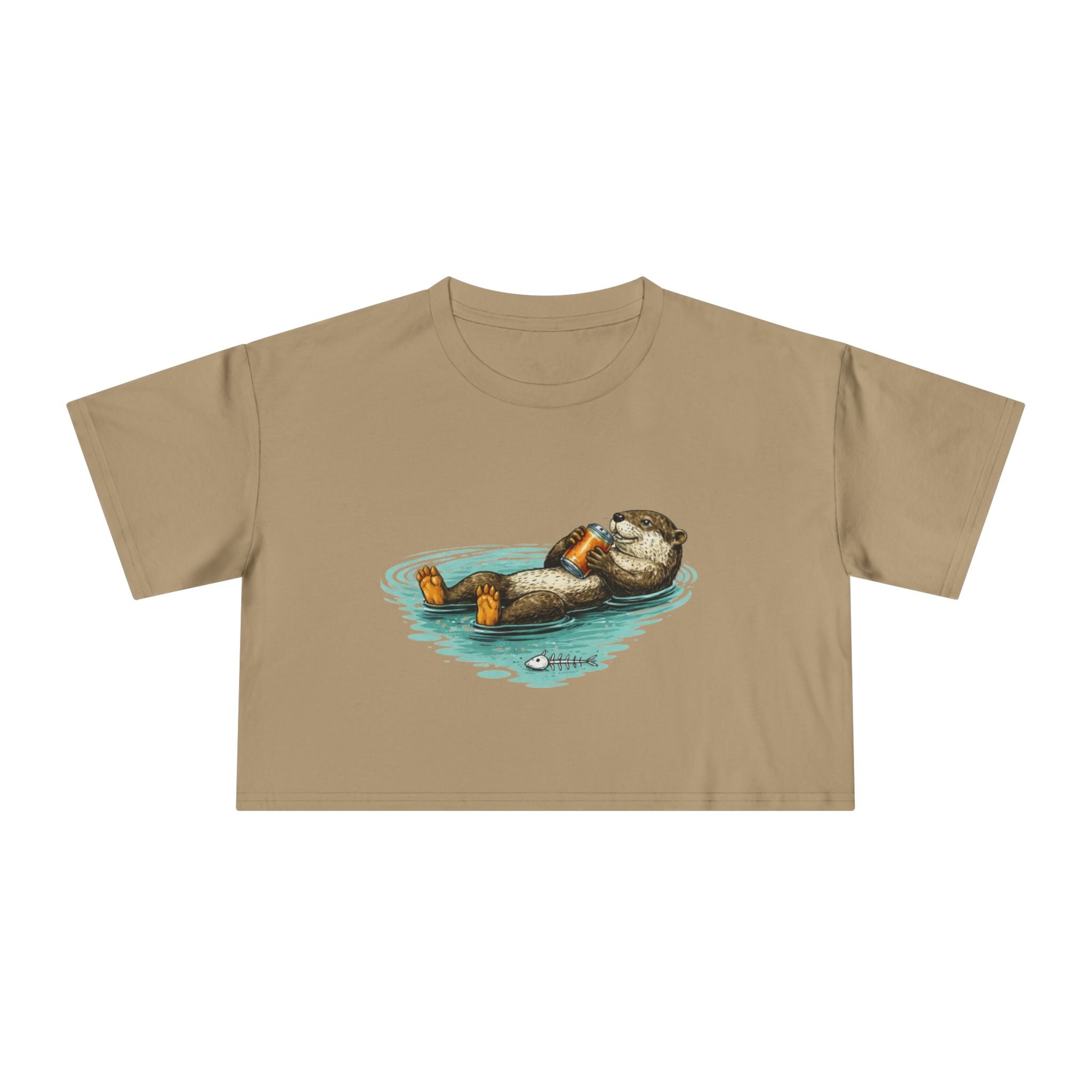 Otter Float Crop Tee | Cute Relaxing Sea Otter Graphic Womens Crop Top