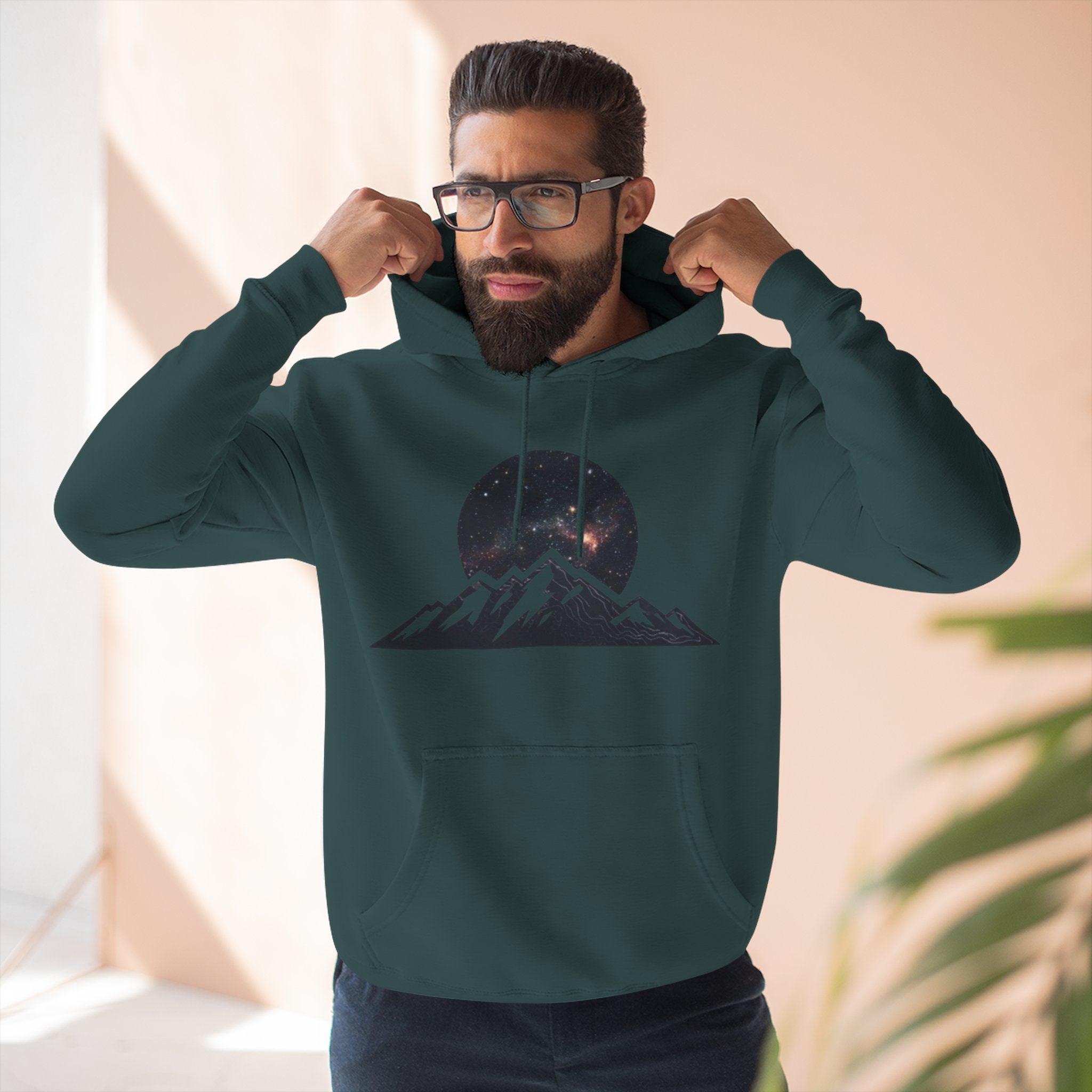 Mountain Sunset Hoodie | Minimalist Mountain Range with Night Sky Graphic