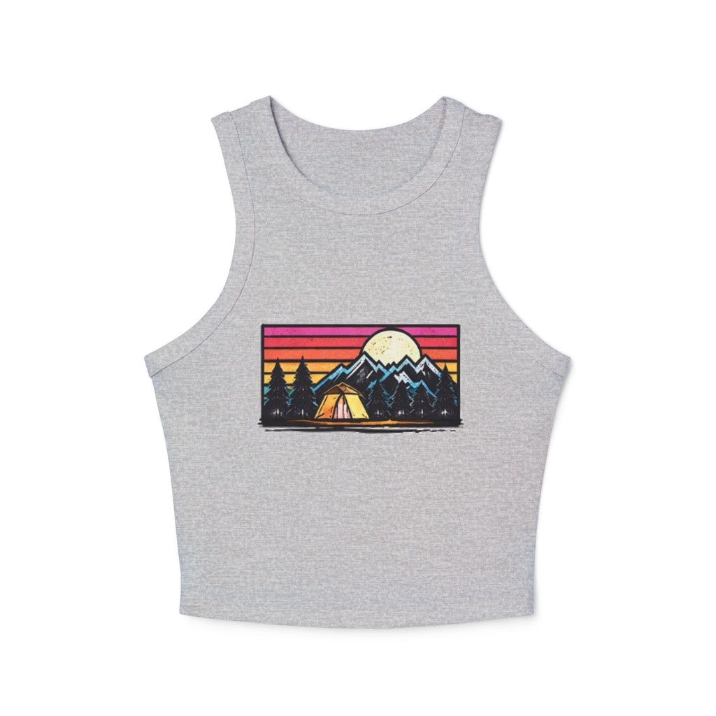 Womens Racer Tank Top | Vintage Sunset Camping Graphic