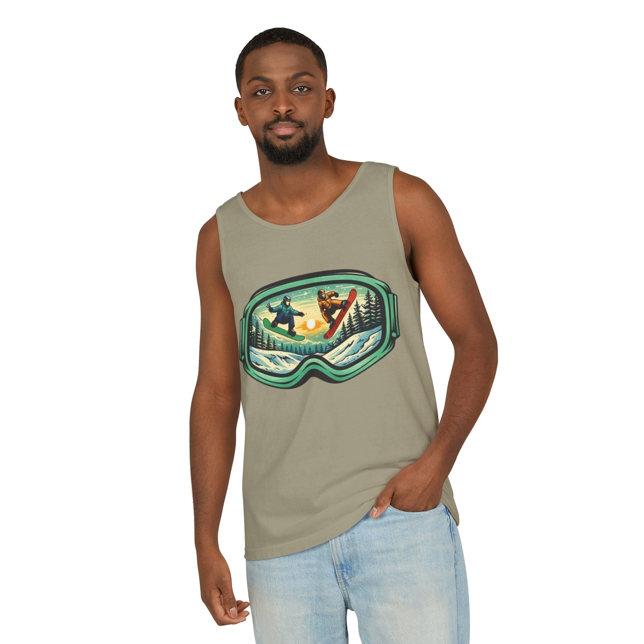 Snowboarding Mountain Goggles Tank Top