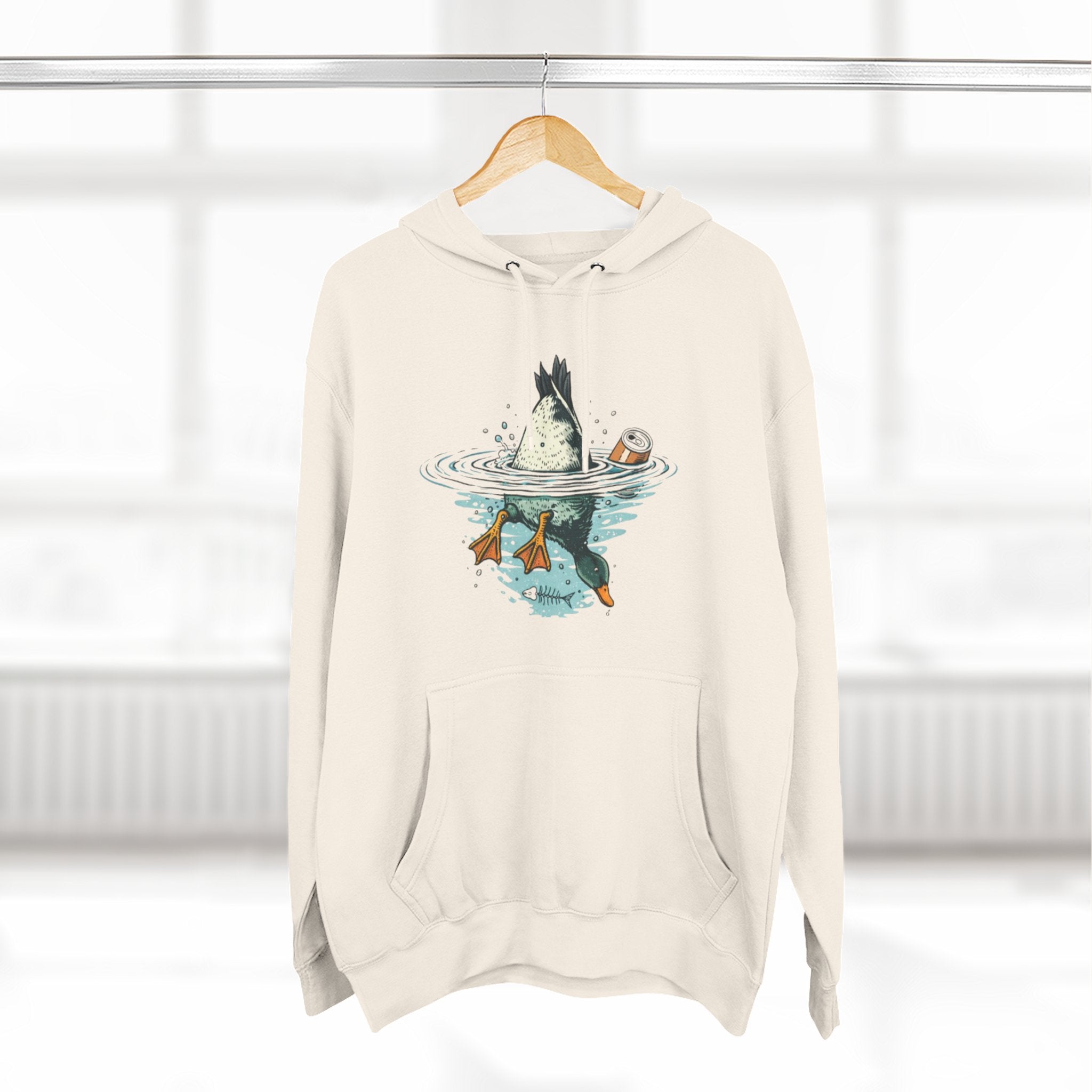 Bottoms Up Duck Fleece Hoodie | Beer Can Graphic Three Panel Pullover