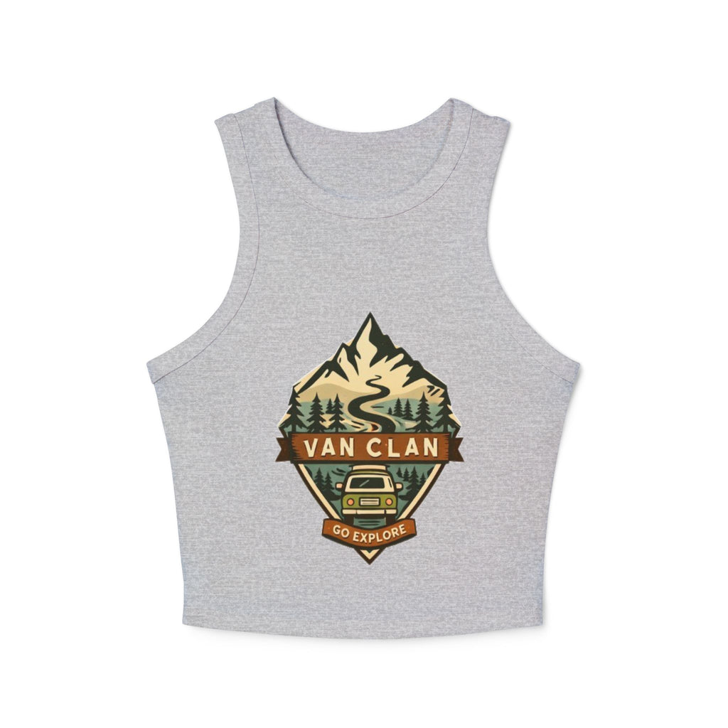 Van Clan "Go Explore" Women's Racer Tank | Adventure Van Graphic Crop Top