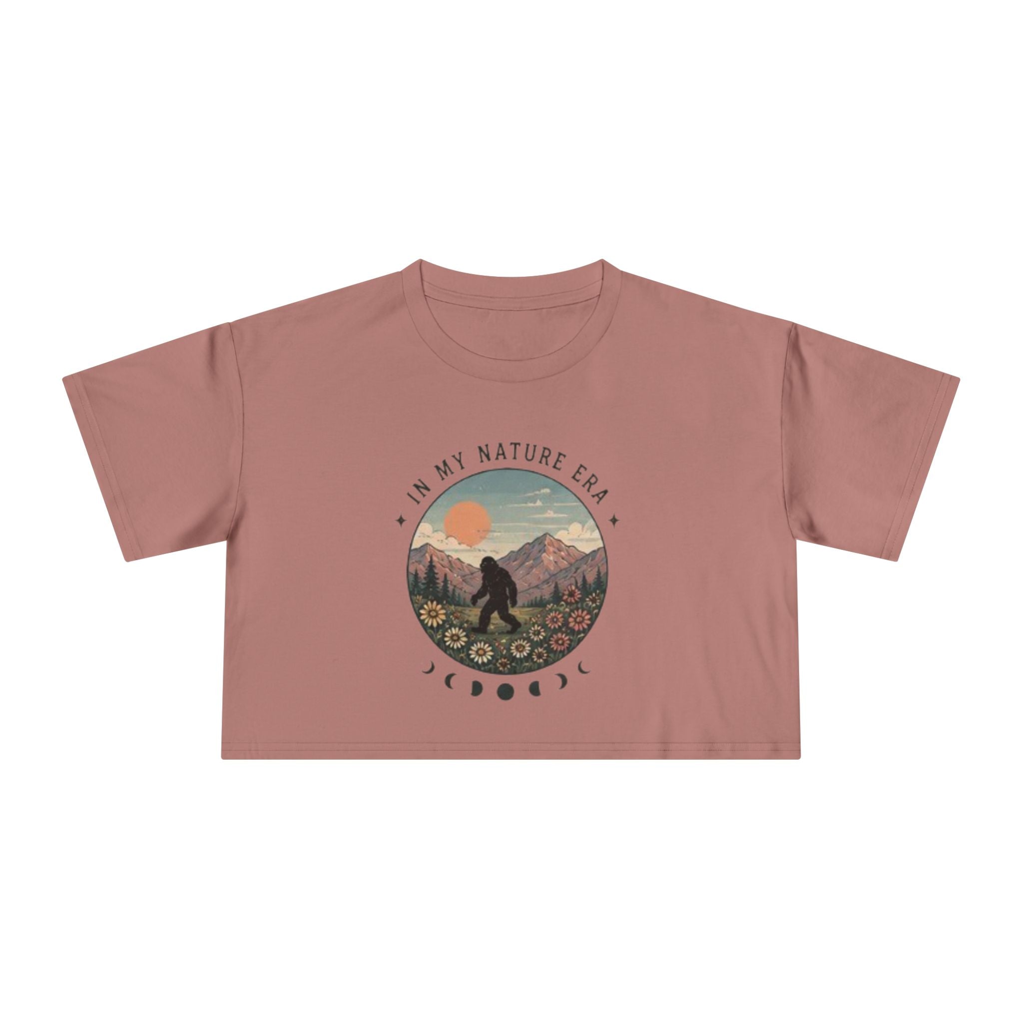 Nature Era Crop Tee | "I Am My Nature Era" Mountain & Sun Graphic