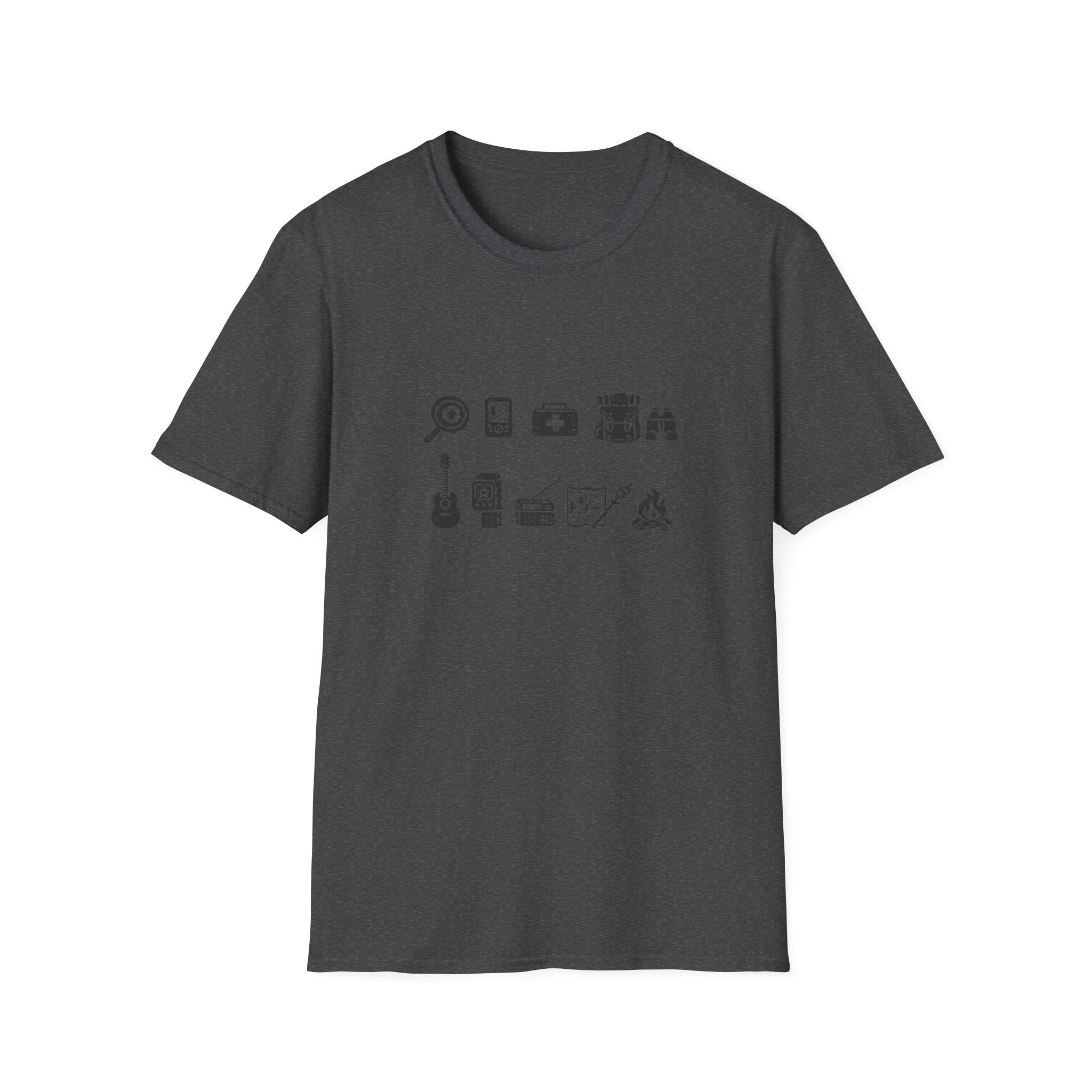 T-Shirt | Minimal Camping Gear Icons Graphic Tee | Camping Kit Tee
