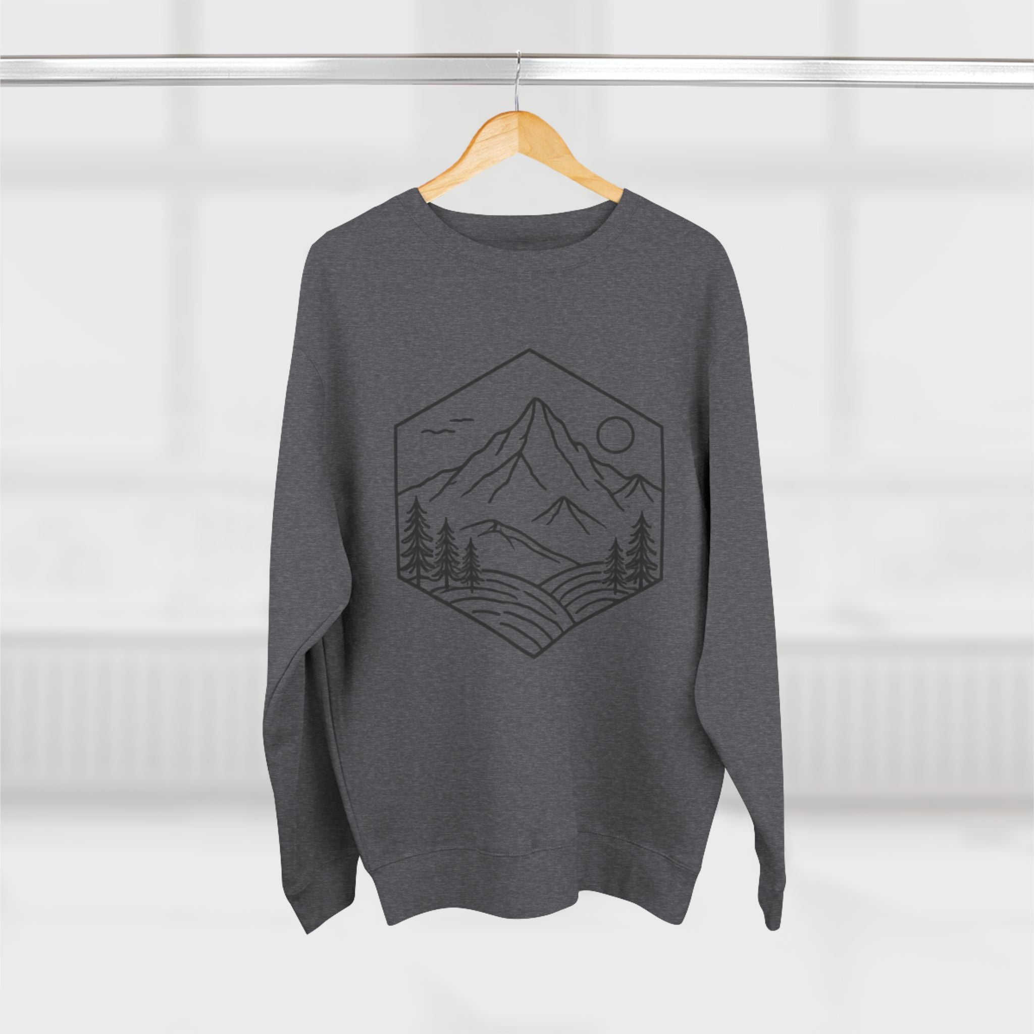 Mountain Hexagon Crewneck Sweatshirt | Minimal Outdoors Graphic