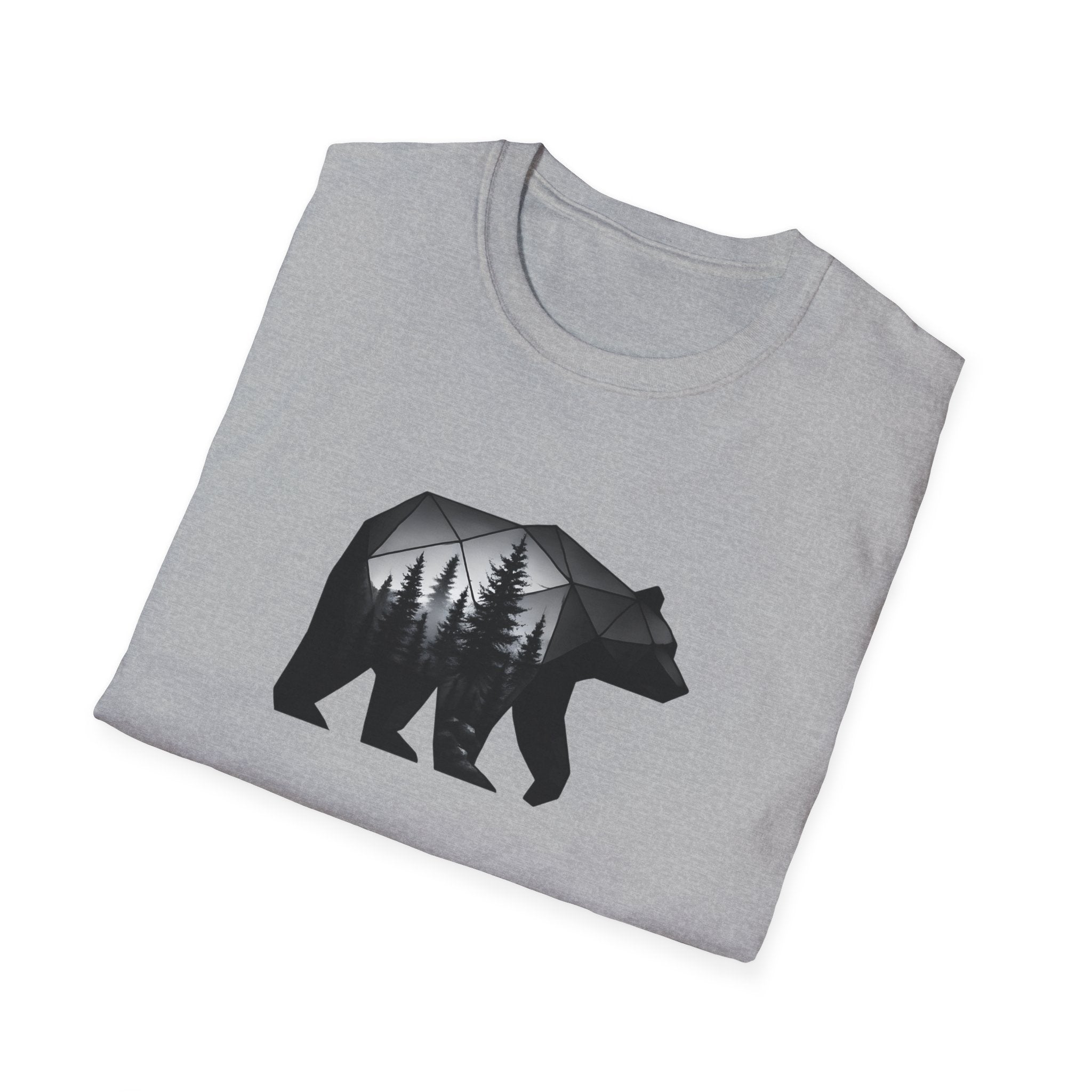 Geometric Bear Forest T-Shirt | Modern Nature Graphic Tee