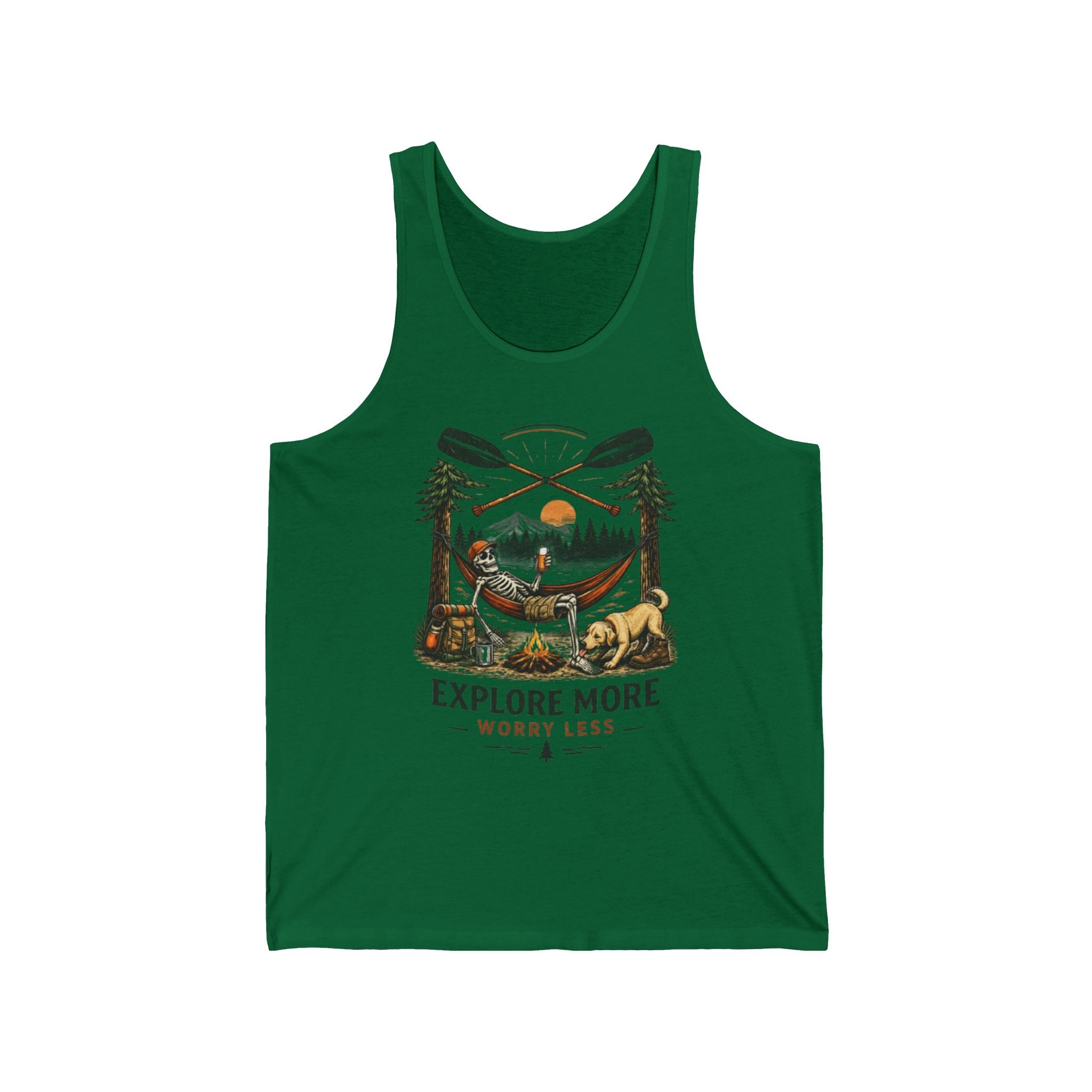 Explore More Tank Top | Outdoor Camping Nature Graphic "Explore More, Worry Less"