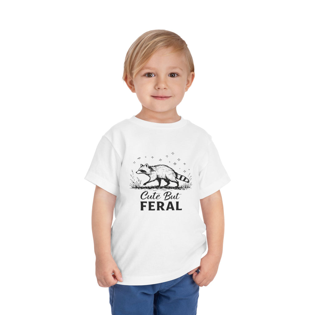 Toddler Tee | "Cute But Feral" Raccoon Graphic
