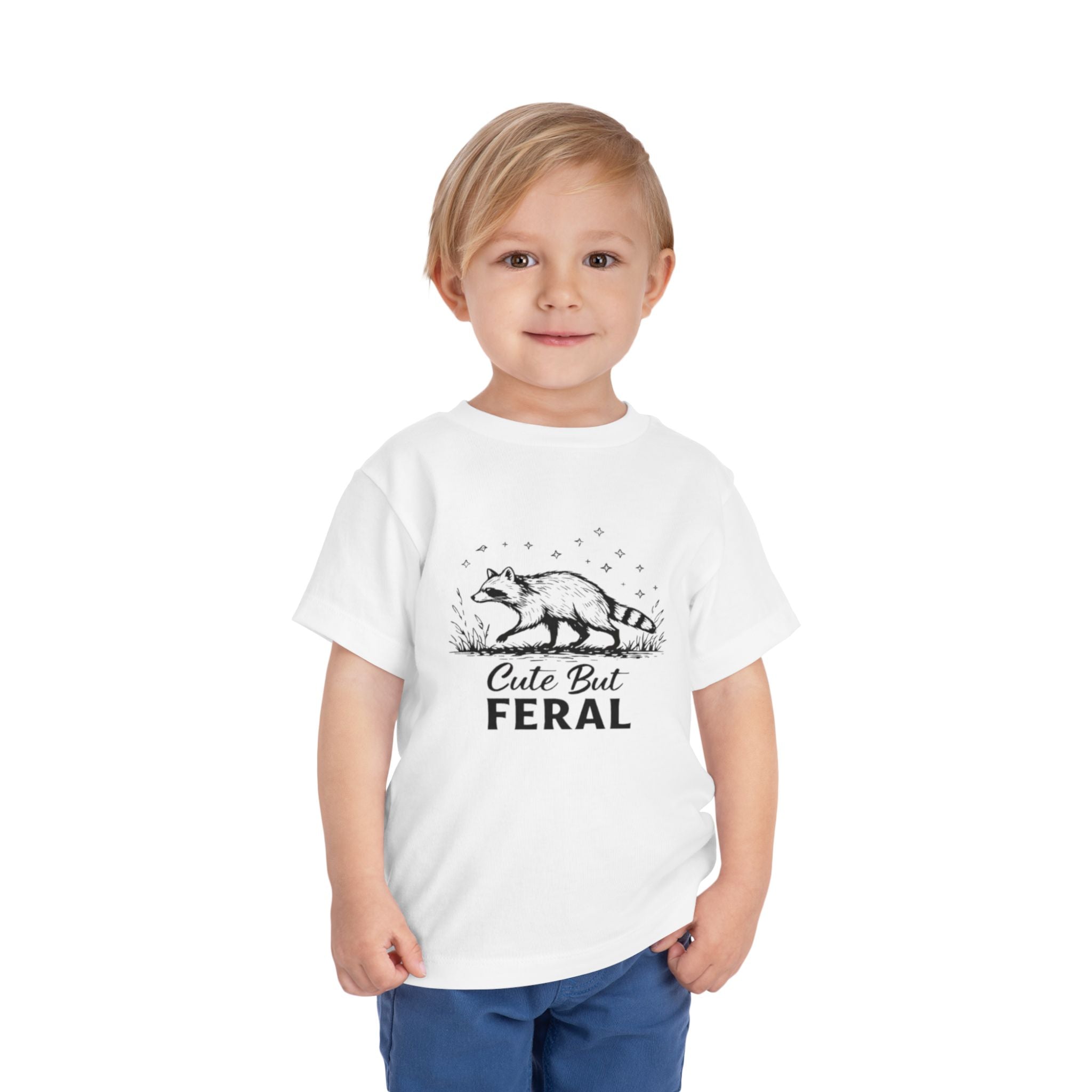 Toddler Tee | "Cute But Feral" Raccoon Graphic