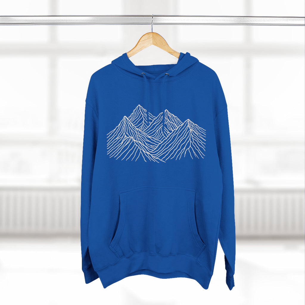 Mountain Linework Fleece Hoodie | Three Panel Mountain Landscape Design