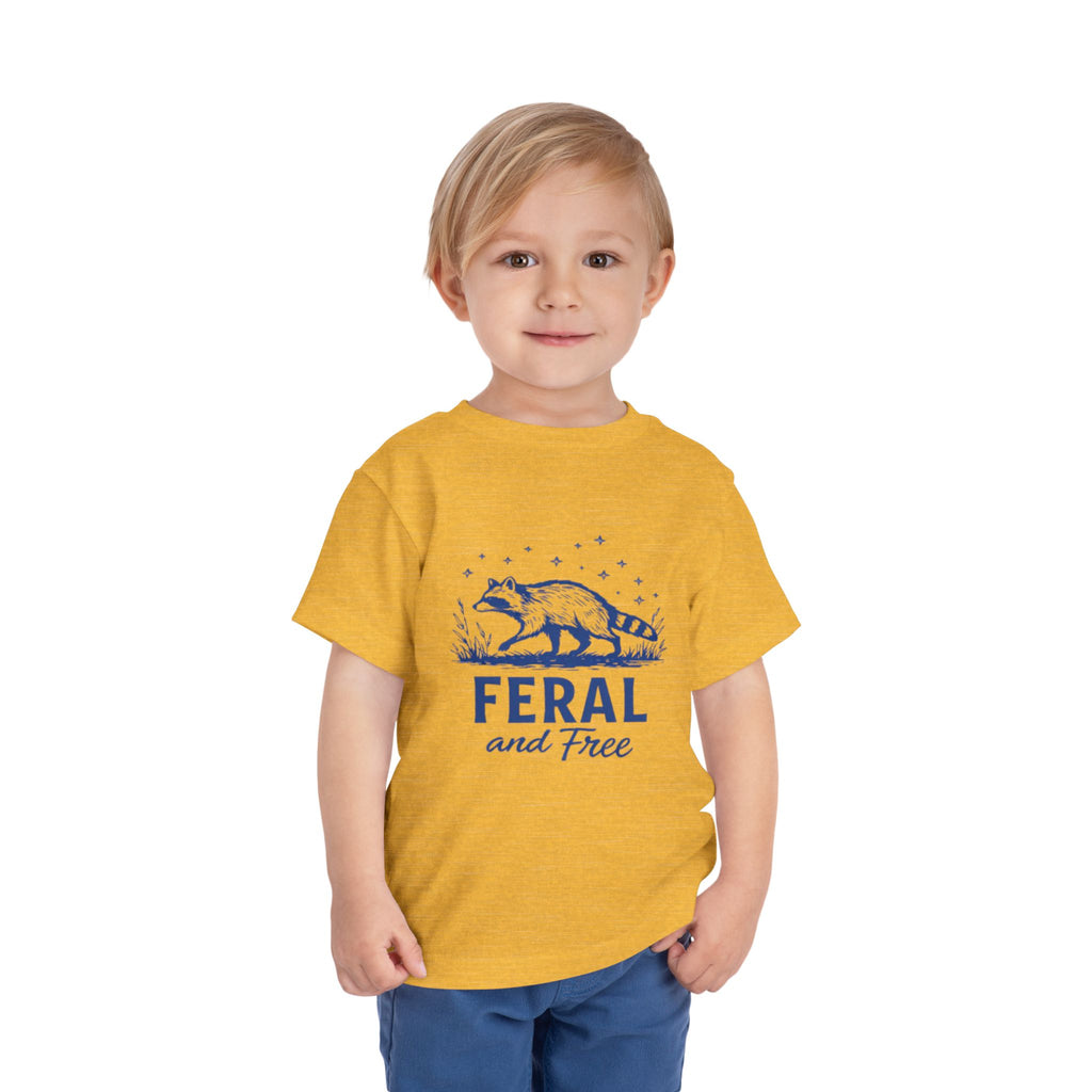 Toddler Tee | "Feral and Free" Raccoon Graphic