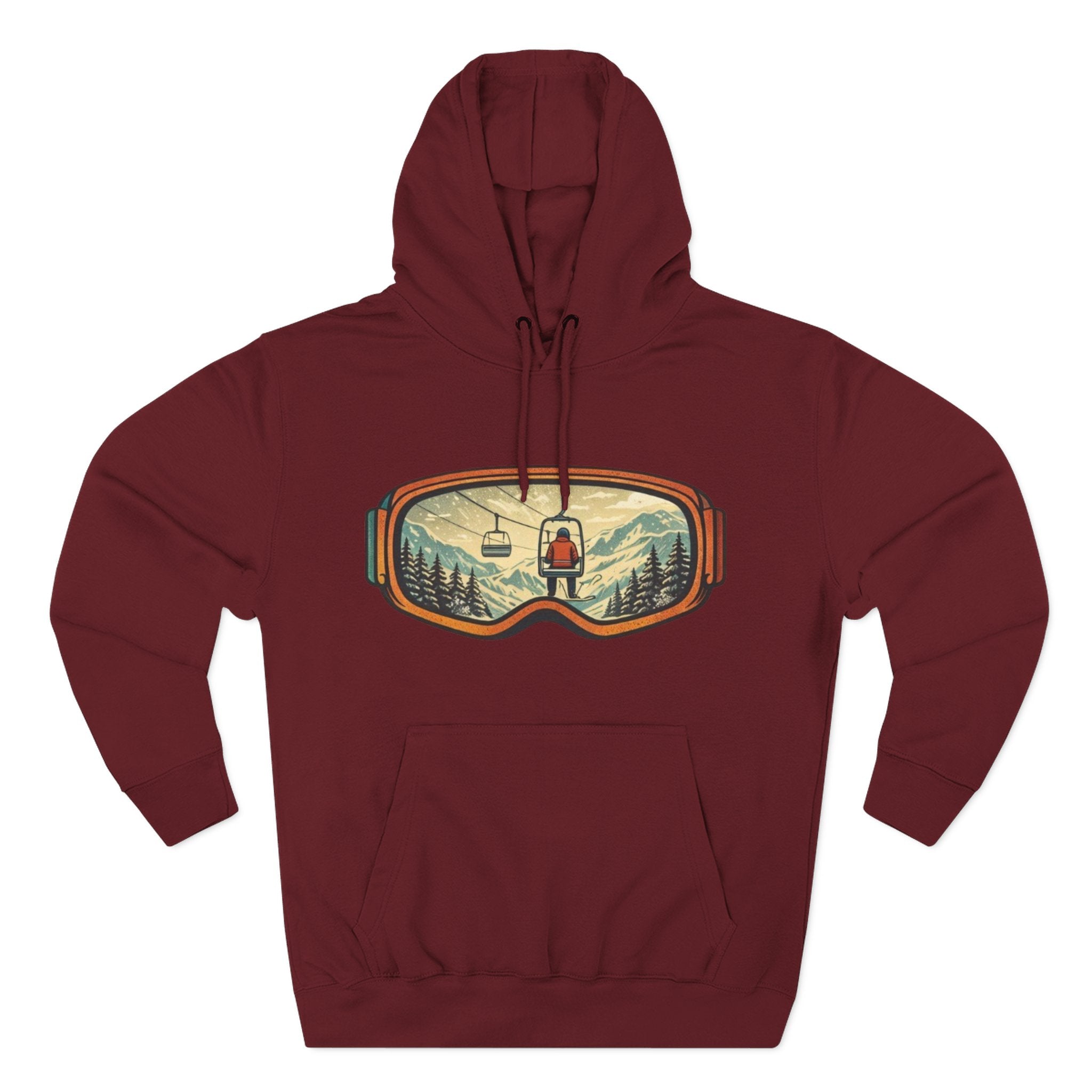 Ski Goggles Graphic Hoodie | Mountain Lift Scene Pullover