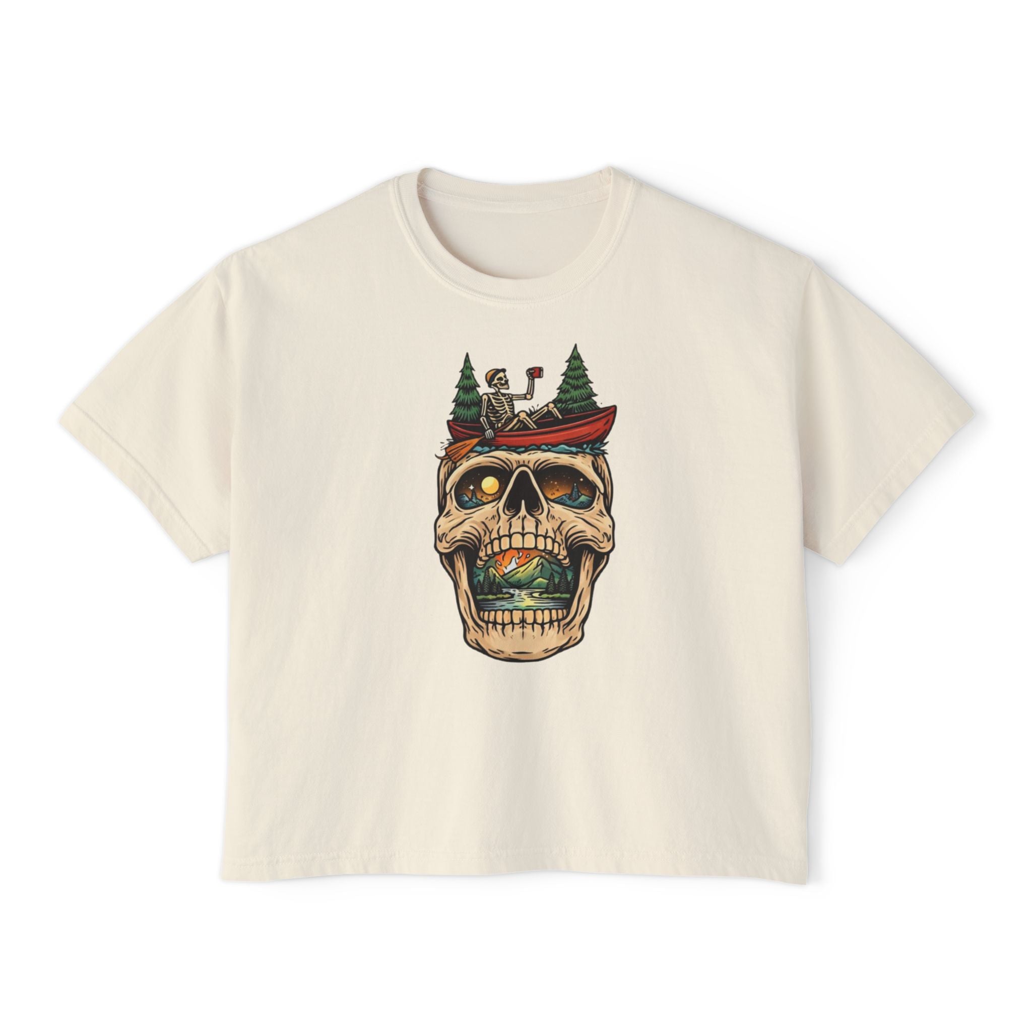 Skull Canoe Graphic Tee | Adventure Outdoors Women's Boxy T-Shirt
