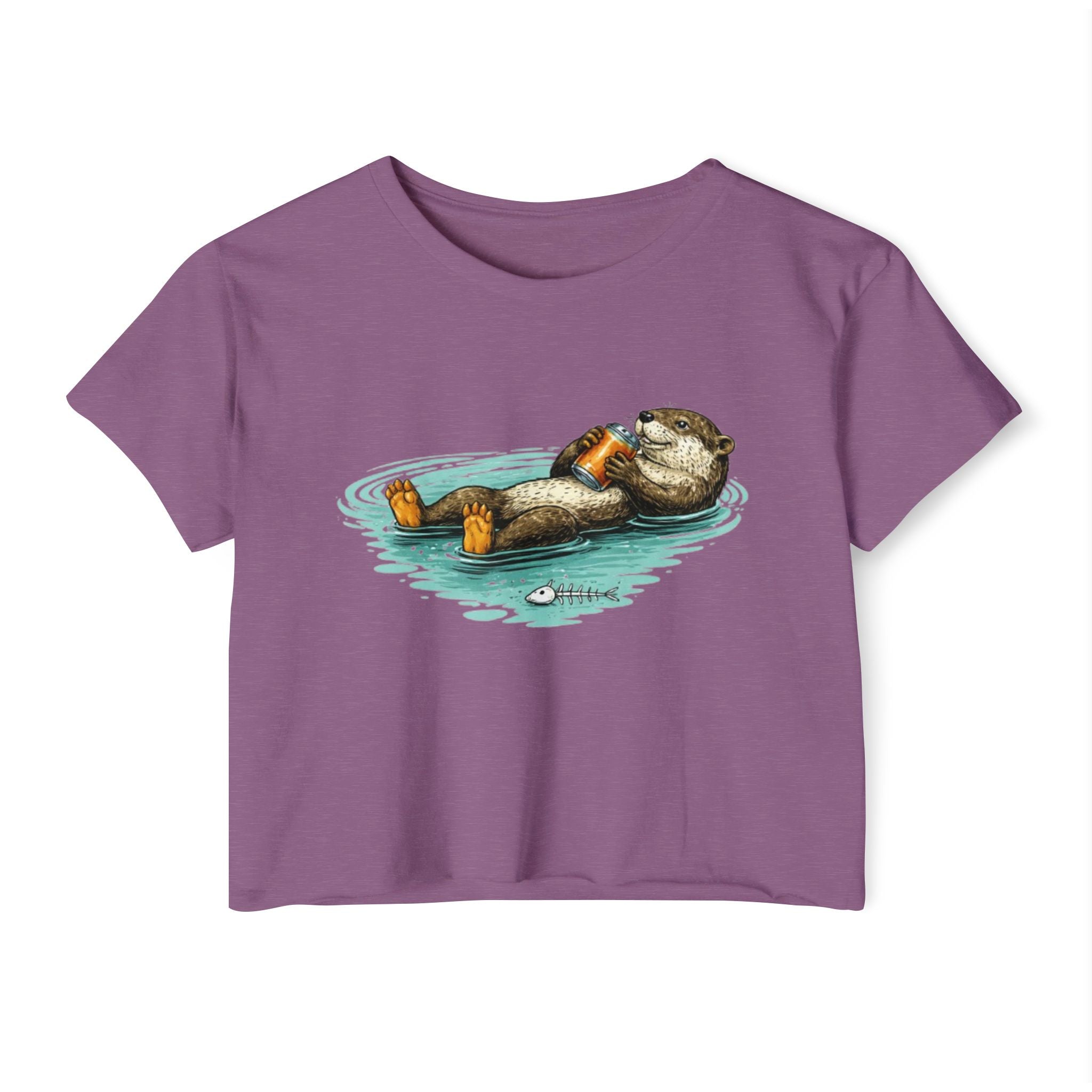 Otter with Beer Cute Festival Crop Top | Floating Otter Design