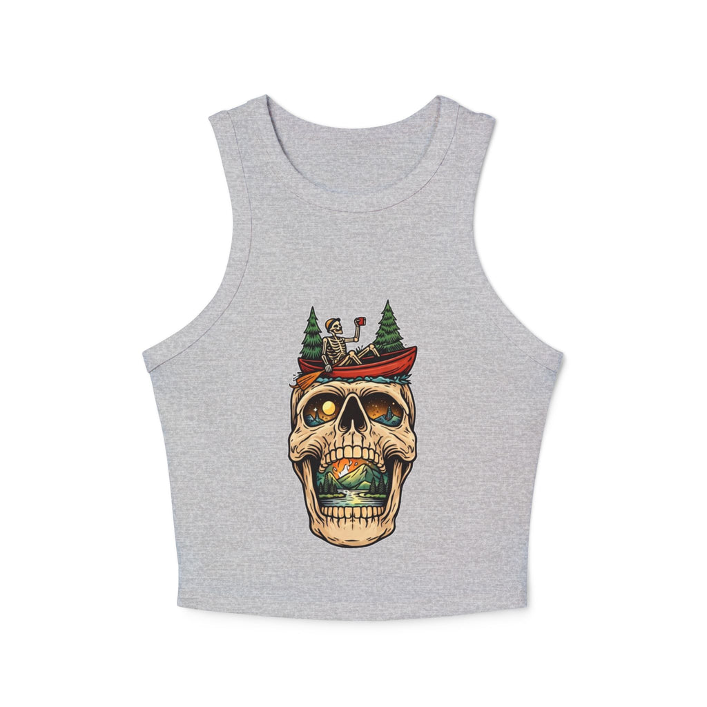 Skull Canoe Crop Tank | Adventure Skull Graphic Racerback Tank Top