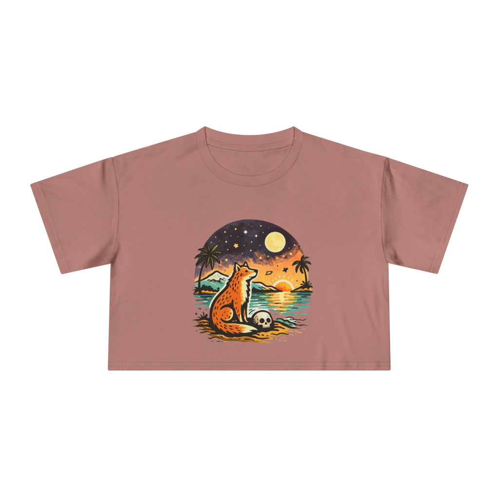 Crop Tee | Sunset Fox Beach Graphic