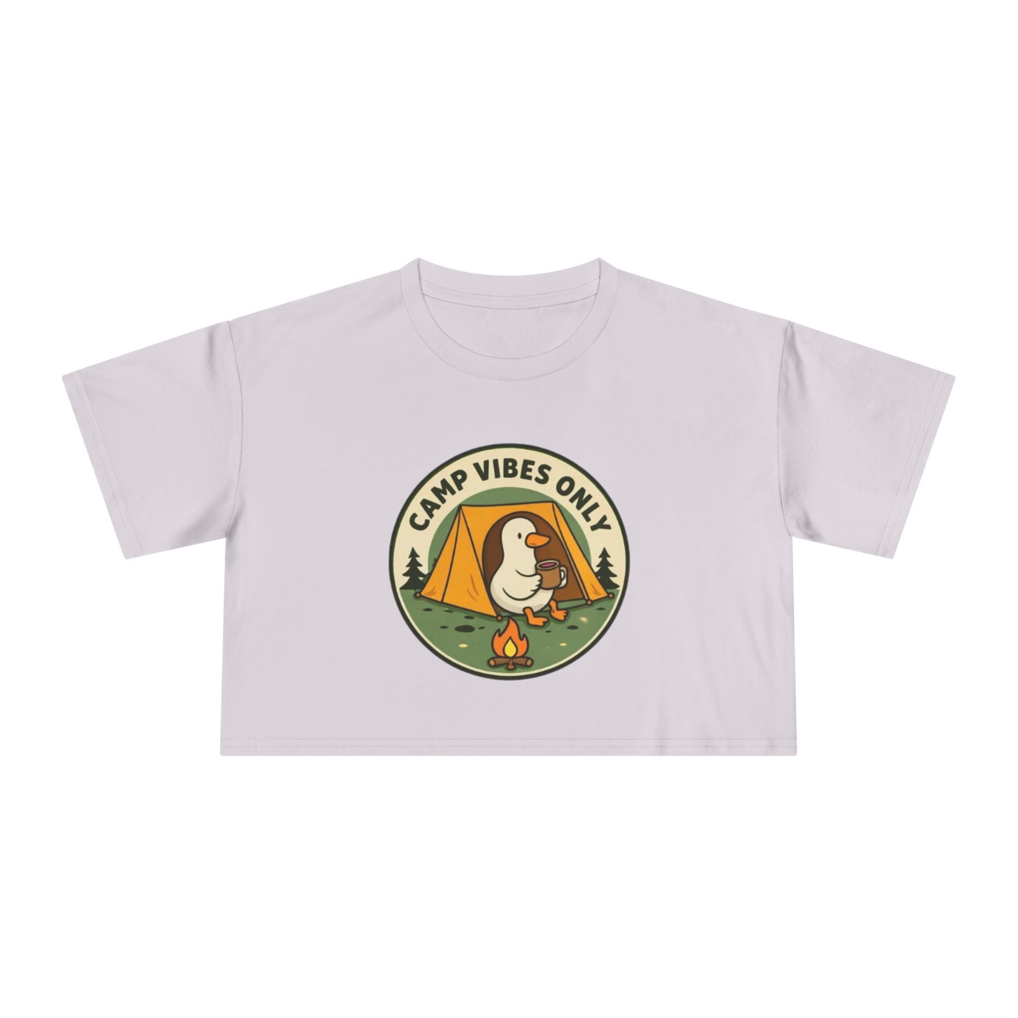 Camp Vibes Only Crop Tee | Cute Camping Goose Graphic