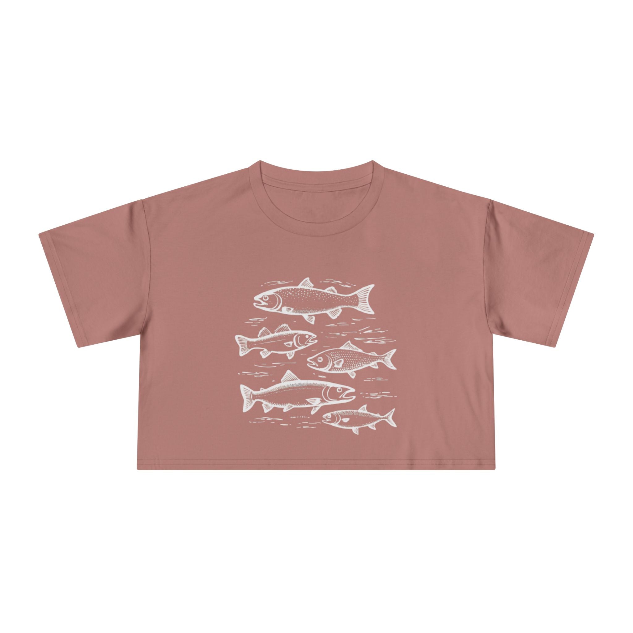 Crop Tee - Vintage Fish Illustration Womens Cropped Tee