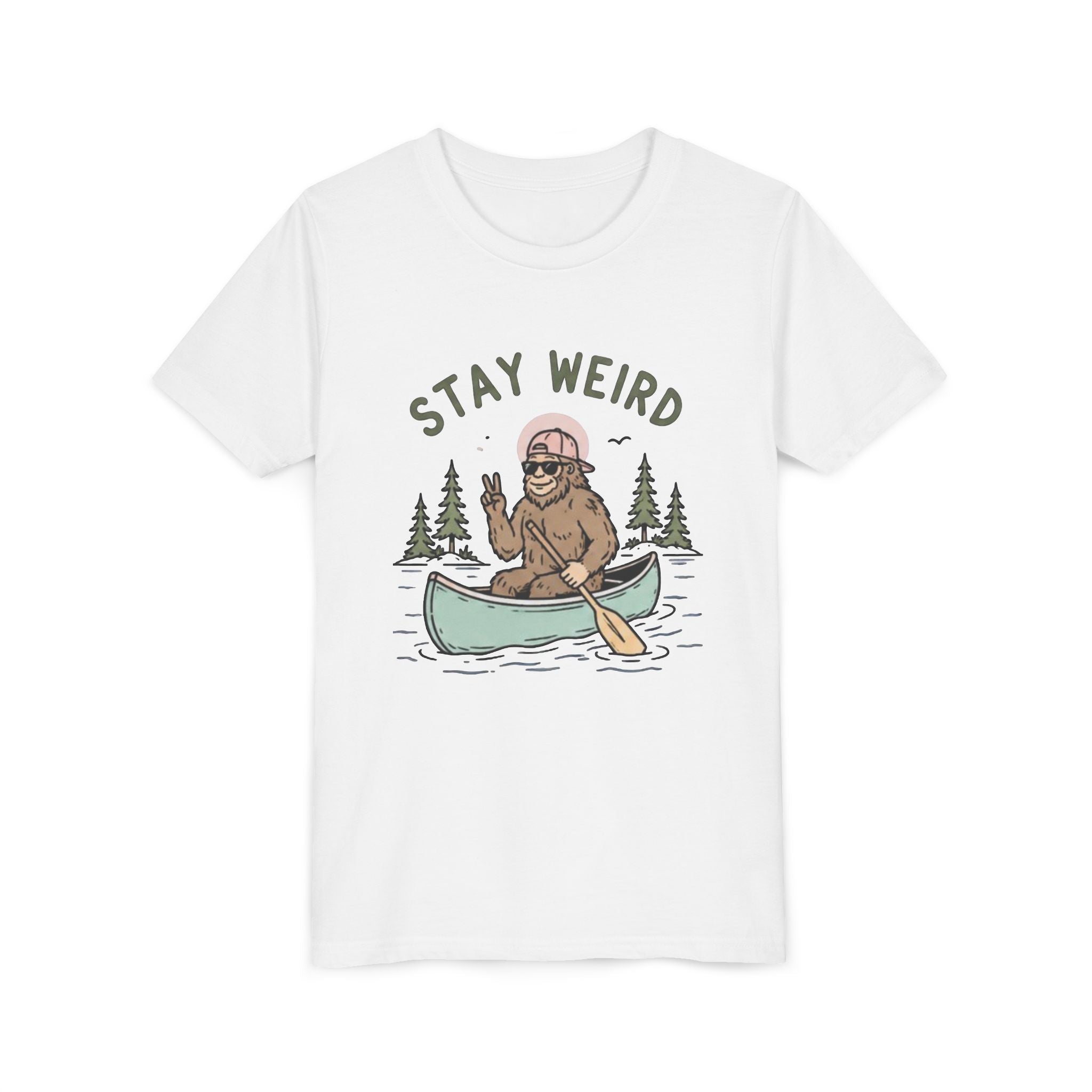 Youth T-Shirt | "Stay Weird" Canoe Bigfoot Graphic Tee