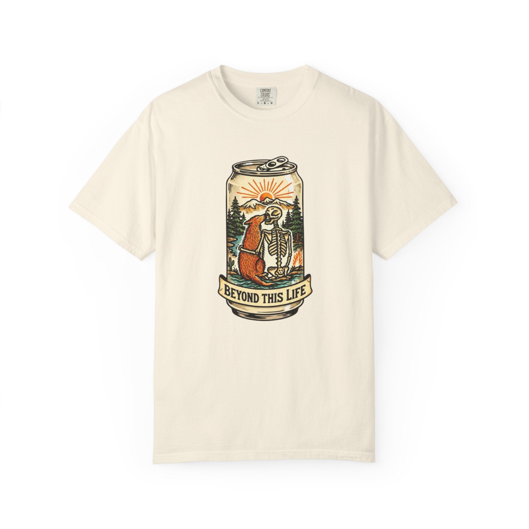 Beyond This Life T-Shirt | Vintage Skull & Can Graphic Tee