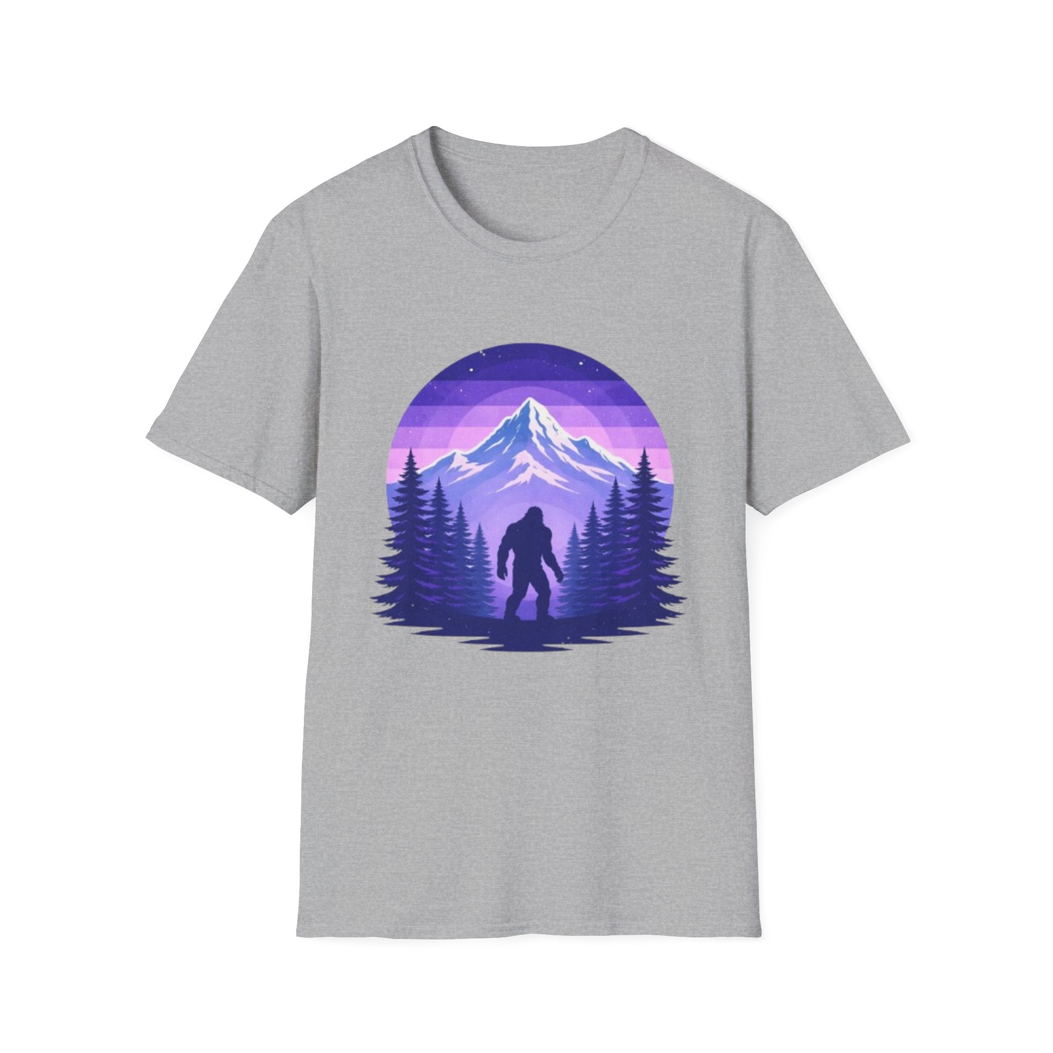 Bigfoot Mountain Sunset T-Shirt | Retro Purple Wilderness Adventure Tee