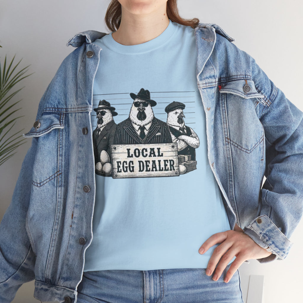 Local Egg Dealer T-Shirt | Funny Farm Mugshot Chicken & Egg Farmer Tee