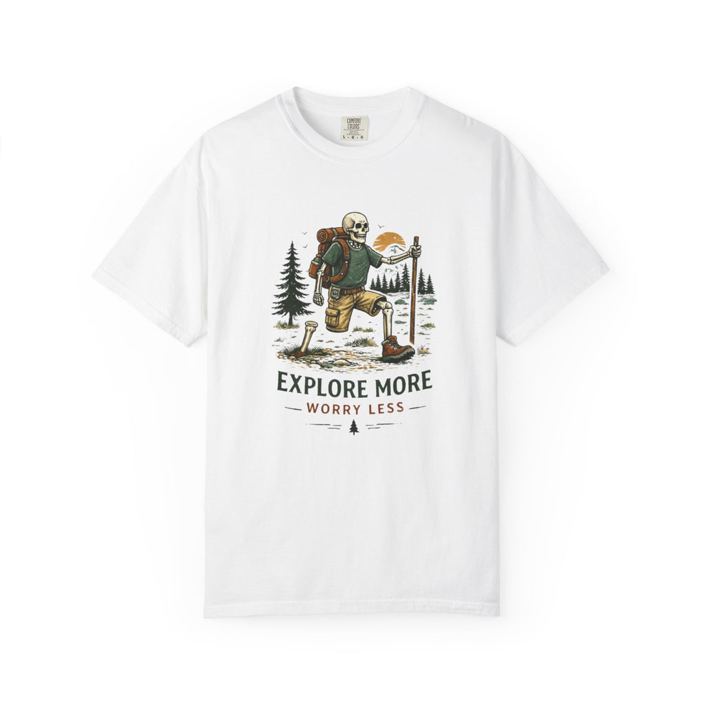 Explore More Worry Less T-Shirt | Adventure Hiking Graphic Tee