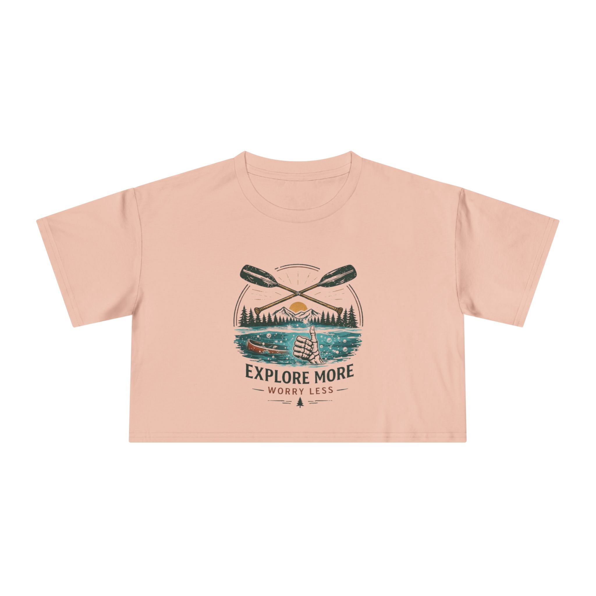 Crop Tee | Explore More "Worry Less" Outdoor Adventure Graphic